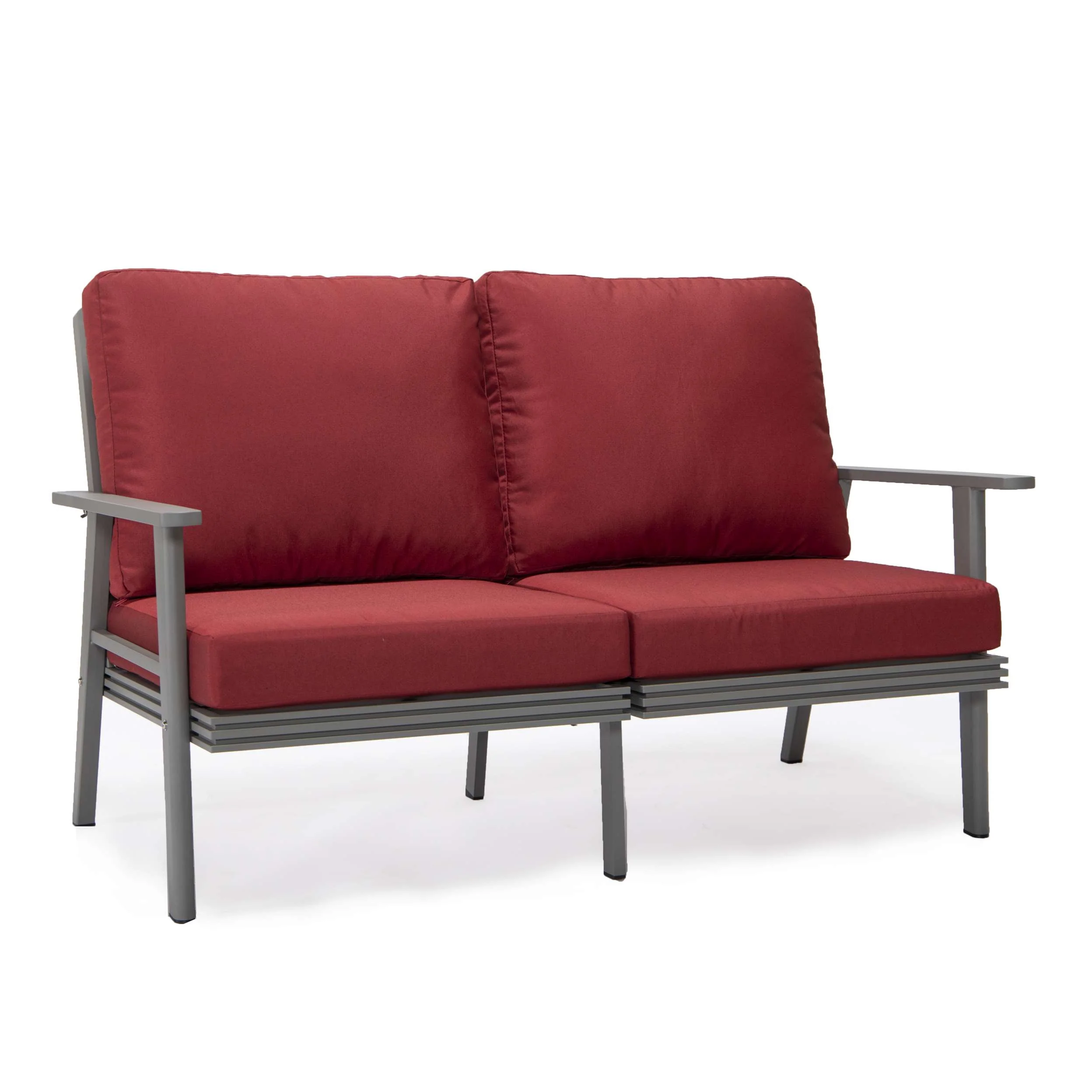 LeisureMod Walbrooke Modern 3-Piece Outdoor Patio Set with Grey Aluminum Frame - Image 83