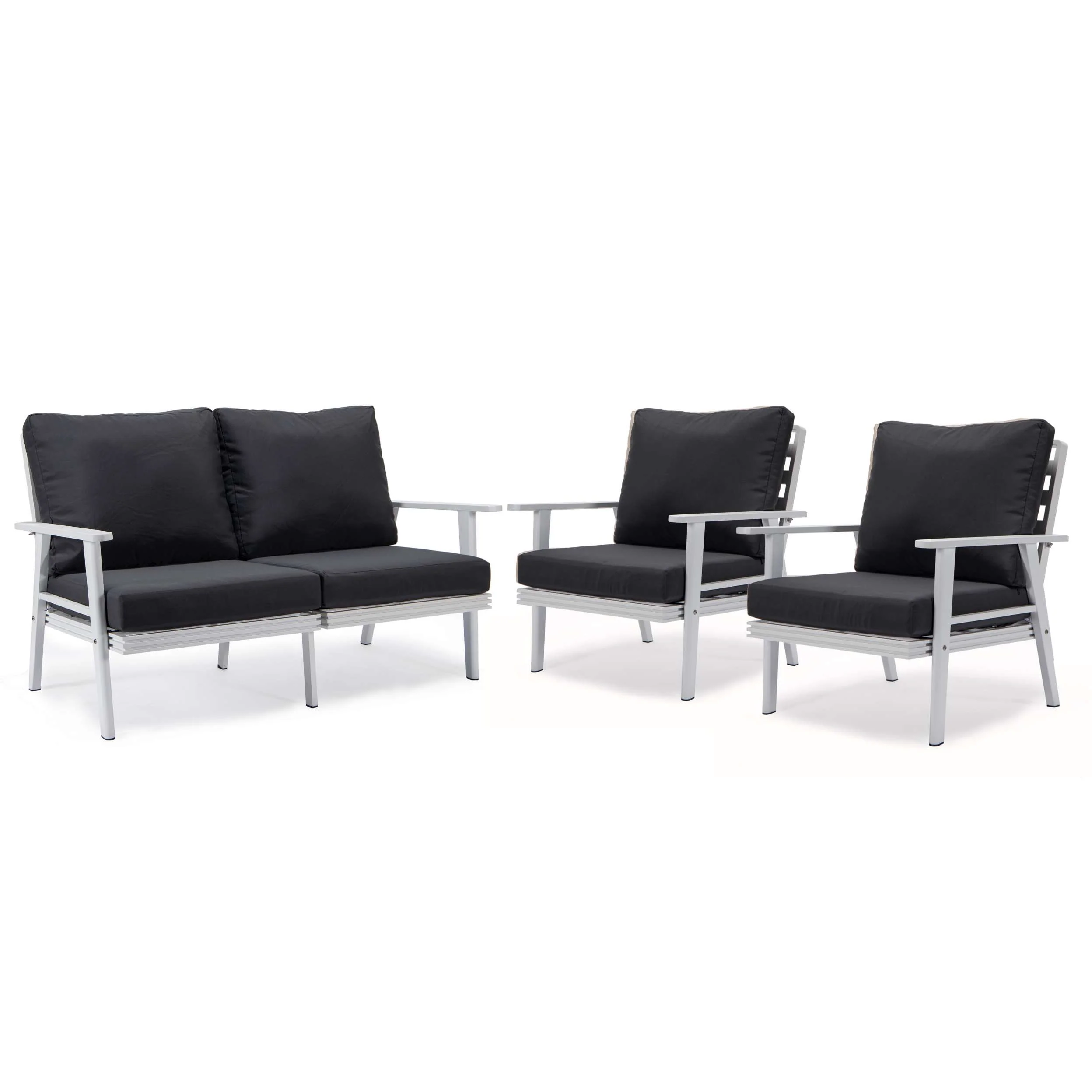 LeisureMod Walbrooke Modern 3-Piece Outdoor Patio Set - Image 2