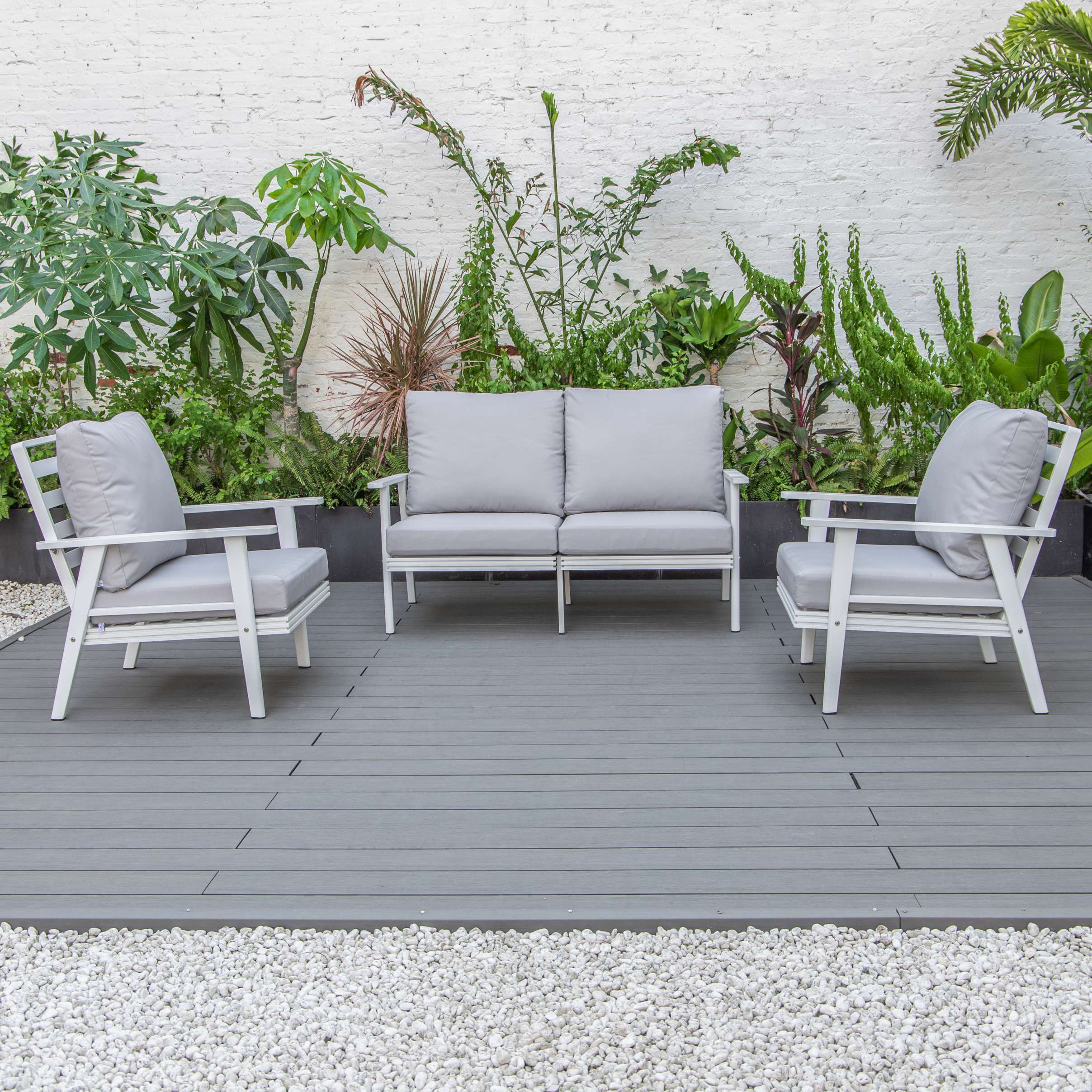 LeisureMod Walbrooke Modern 3-Piece Outdoor Patio Set - Image 49