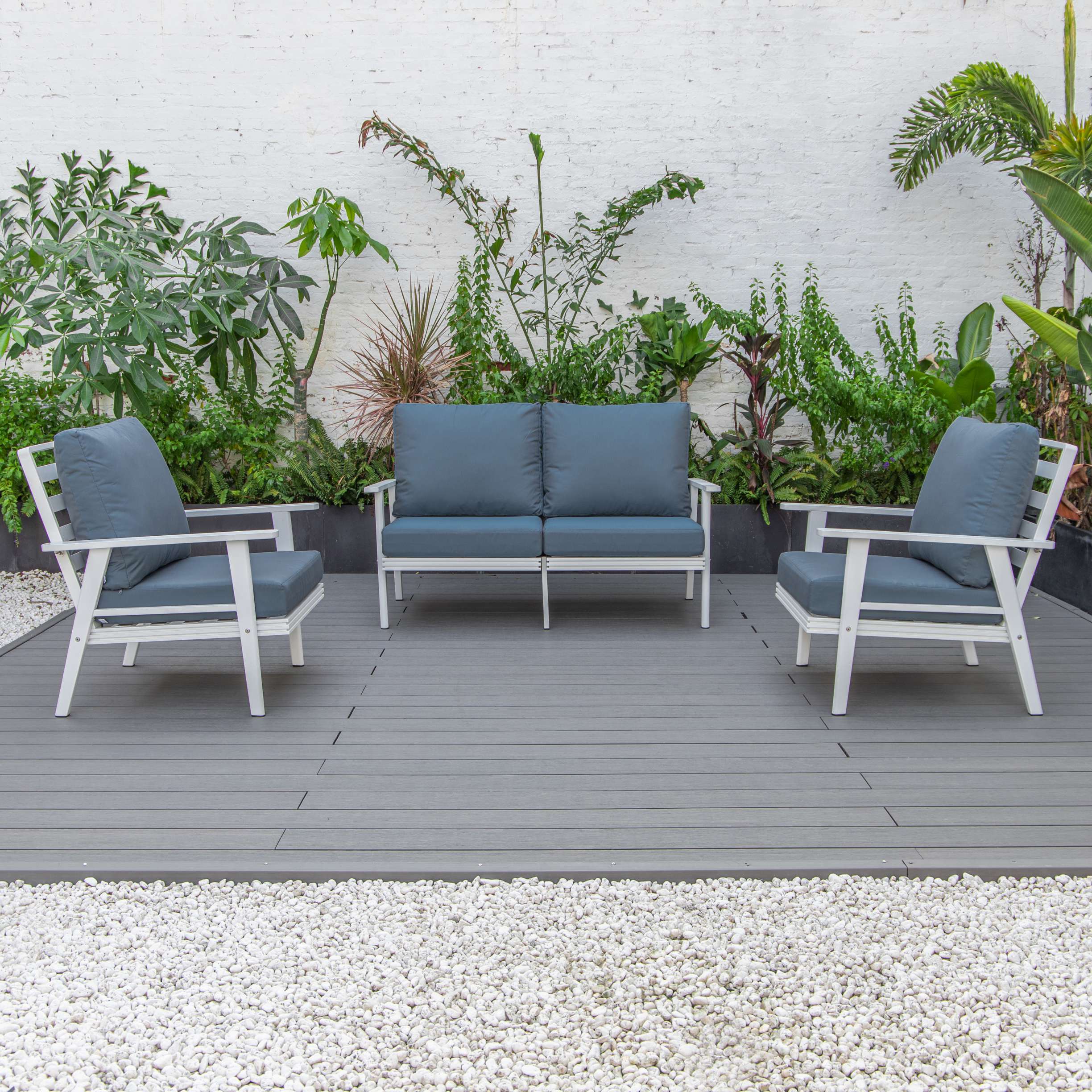 LeisureMod Walbrooke Modern 3-Piece Outdoor Patio Set - Image 67