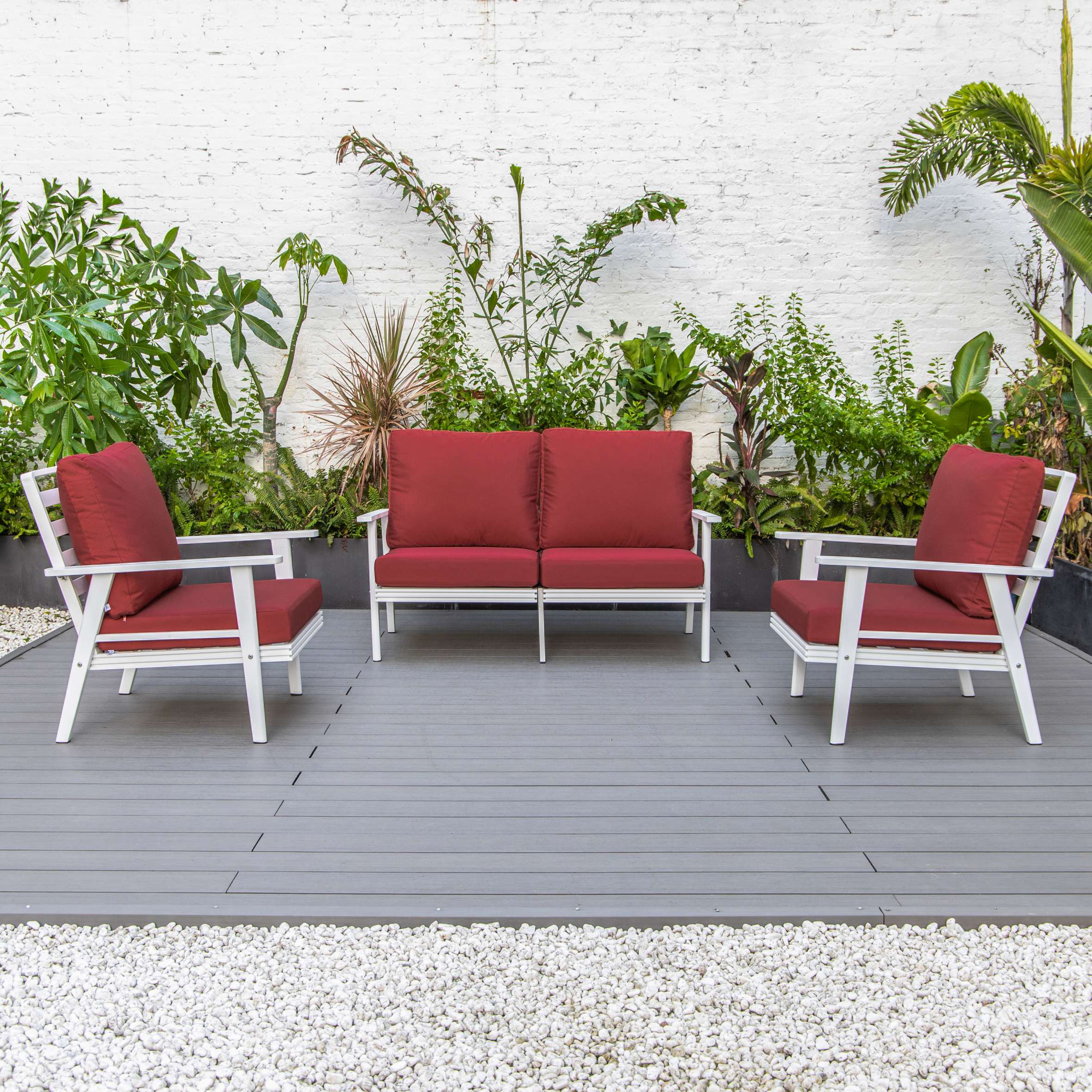 LeisureMod Walbrooke Modern 3-Piece Outdoor Patio Set - Image 85