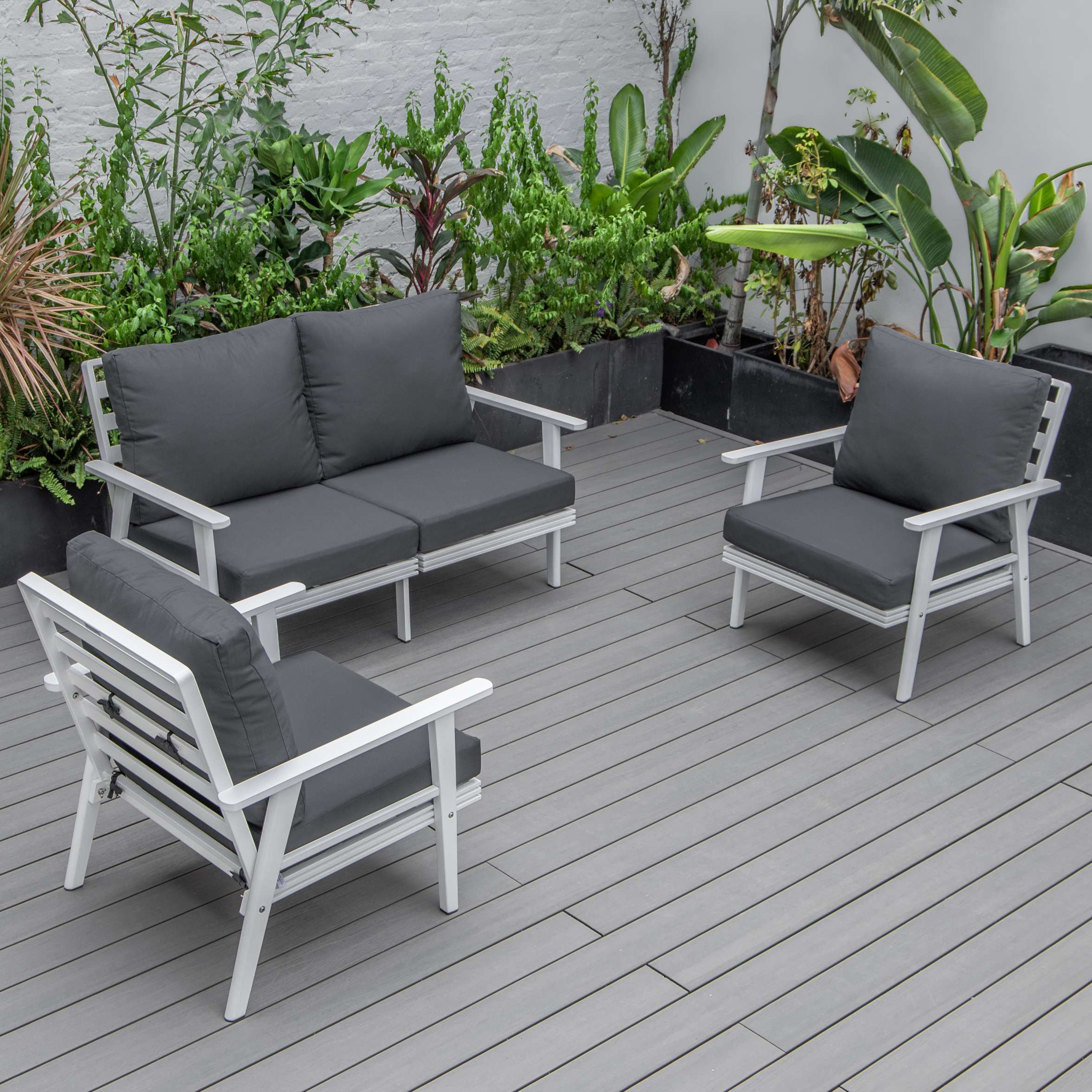 LeisureMod Walbrooke Modern 3-Piece Outdoor Patio Set - Image 9