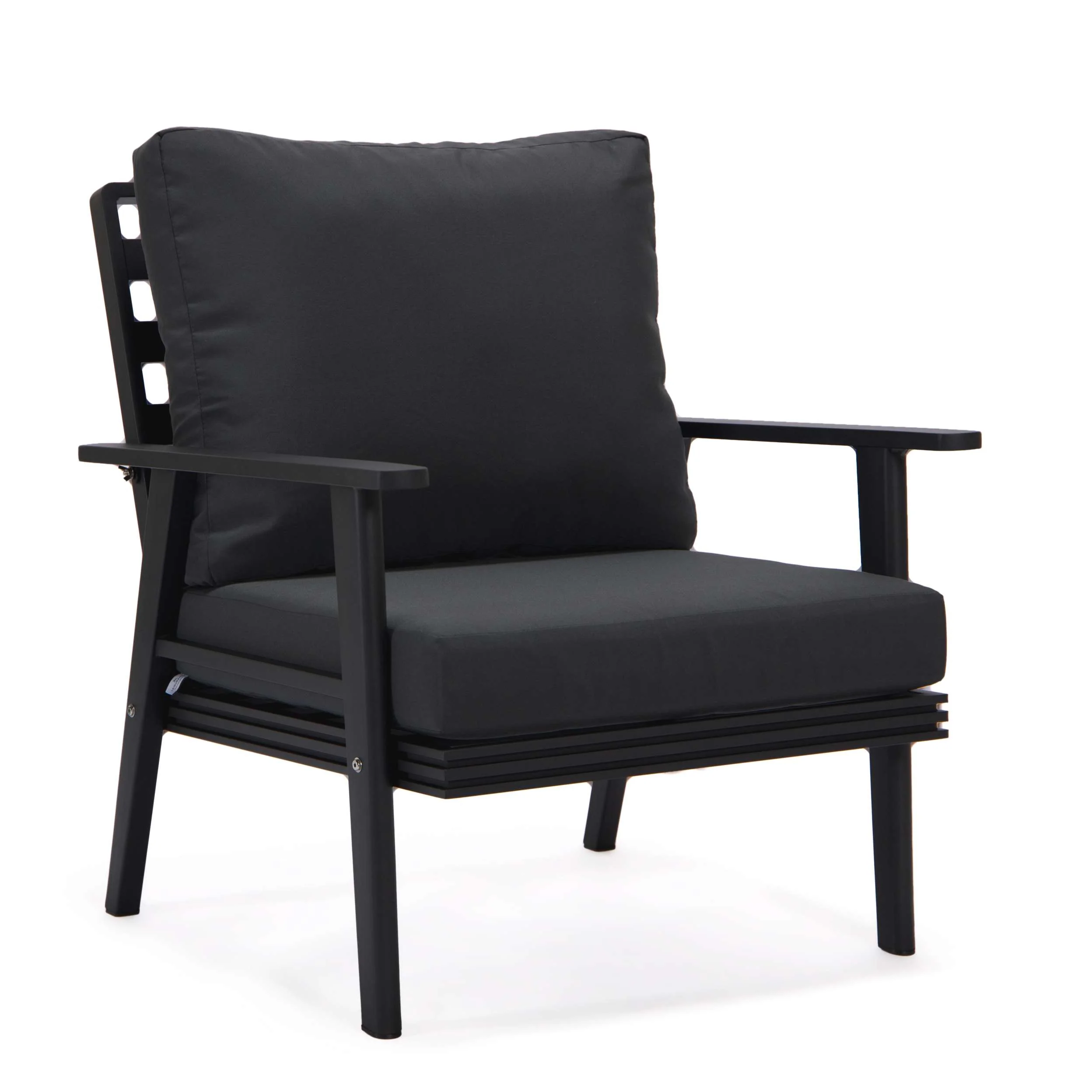 LeisureMod Walbrooke Modern Black Patio Conversation With Round Fire Pit & Tank Holder - Image 4