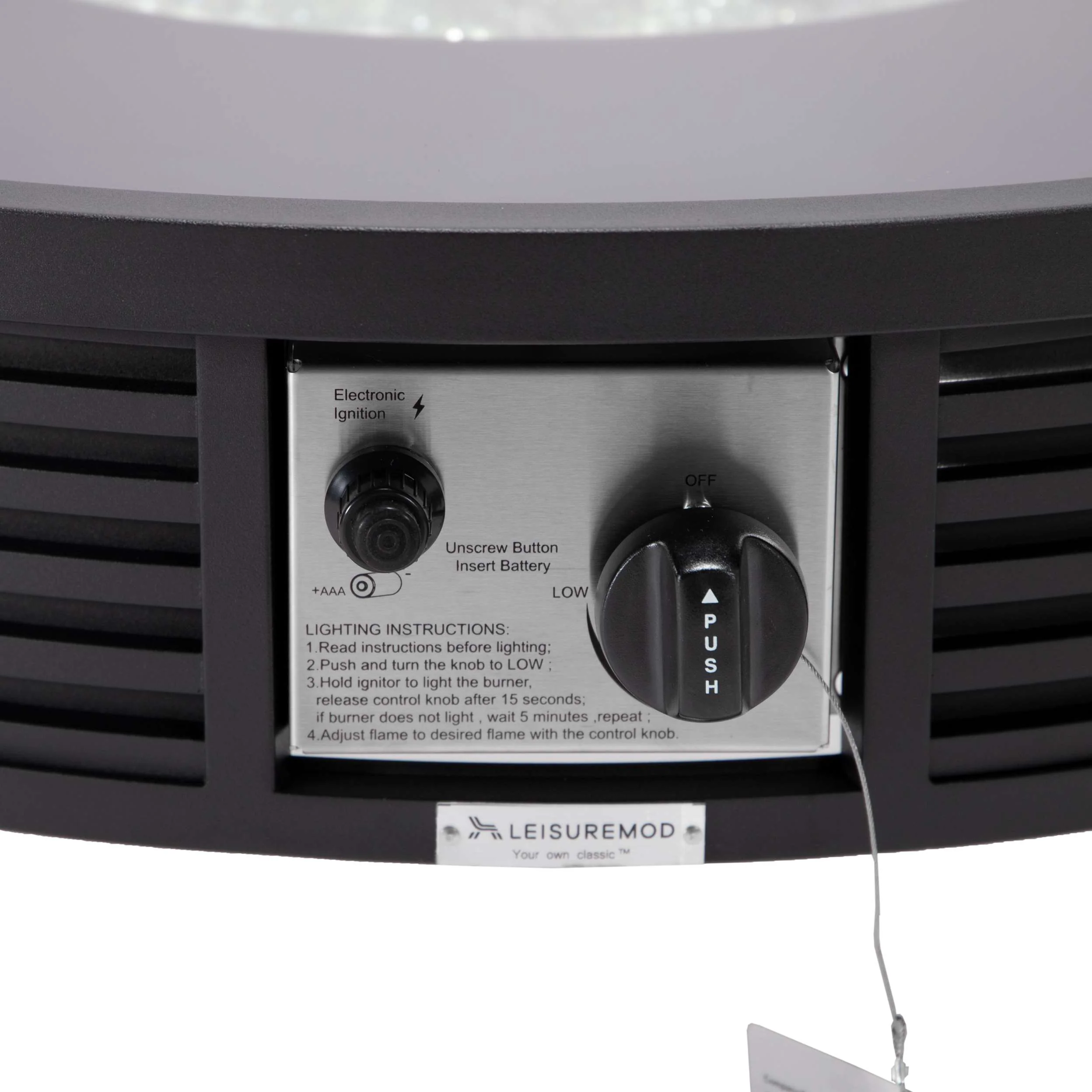 LeisureMod Walbrooke Modern Black Patio Conversation With Round Fire Pit With Slats Design & Tank Holder - Image 13