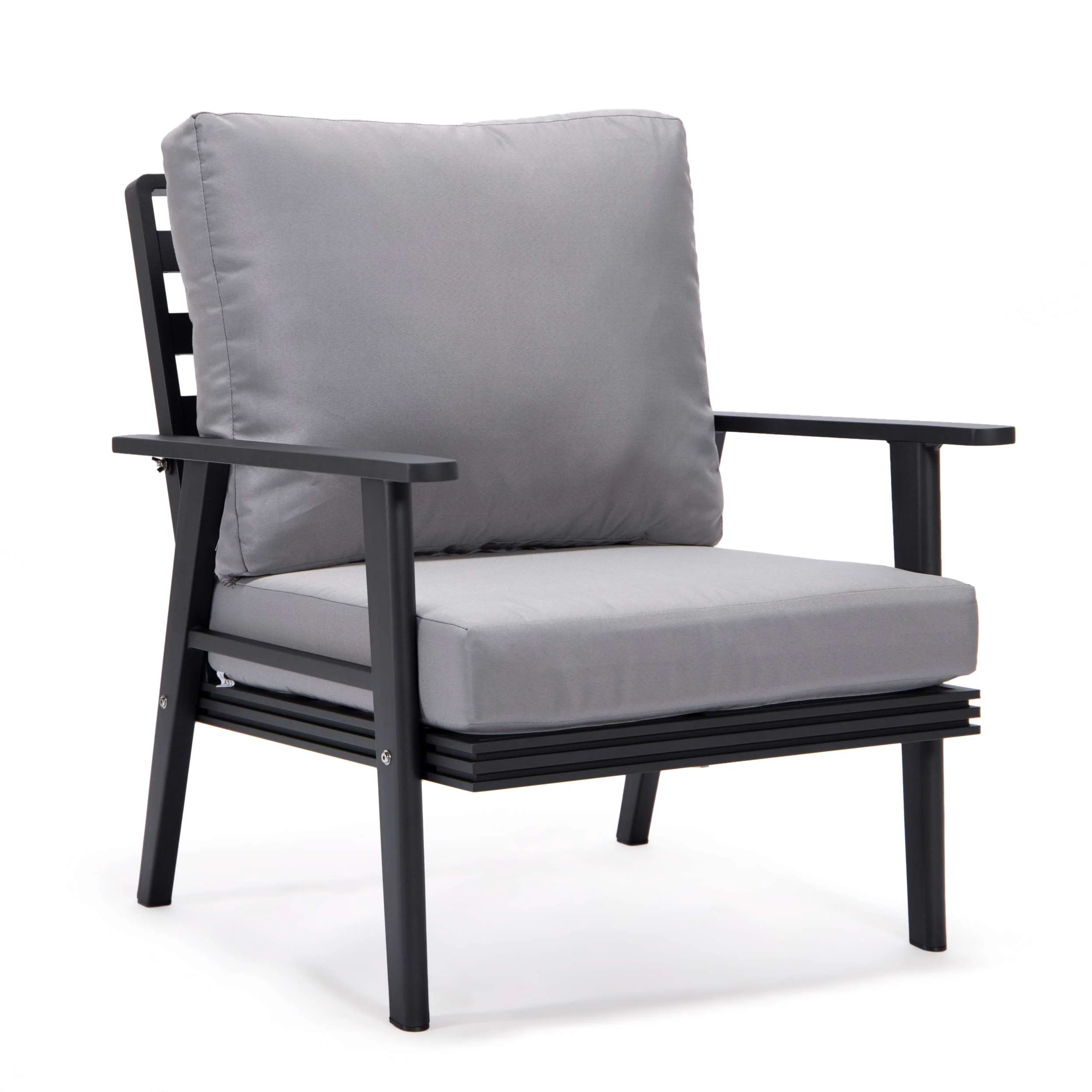 LeisureMod Walbrooke Modern Black Patio Conversation With Round Fire Pit With Slats Design & Tank Holder - Image 47