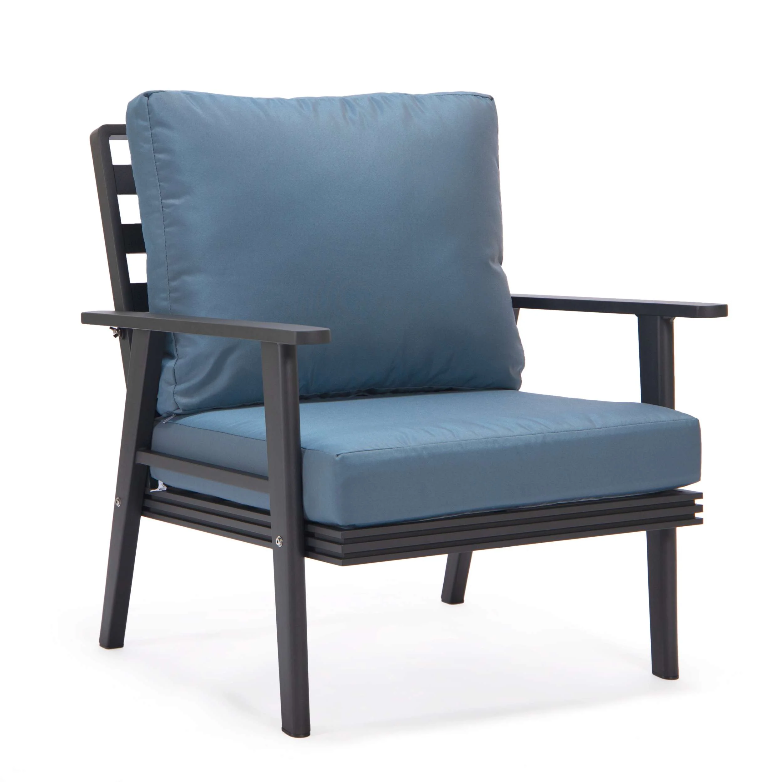 LeisureMod Walbrooke Modern Black Patio Conversation With Square Fire Pit With Slats Design & Tank Holder - Image 25