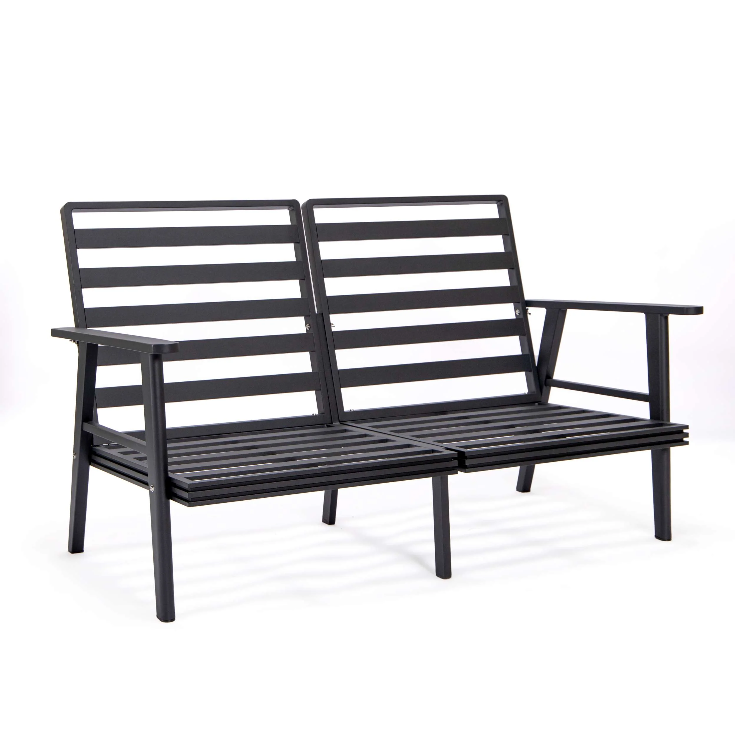 LeisureMod Walbrooke Modern Black Patio Conversation With Square Fire Pit With Slats Design & Tank Holder - Image 98