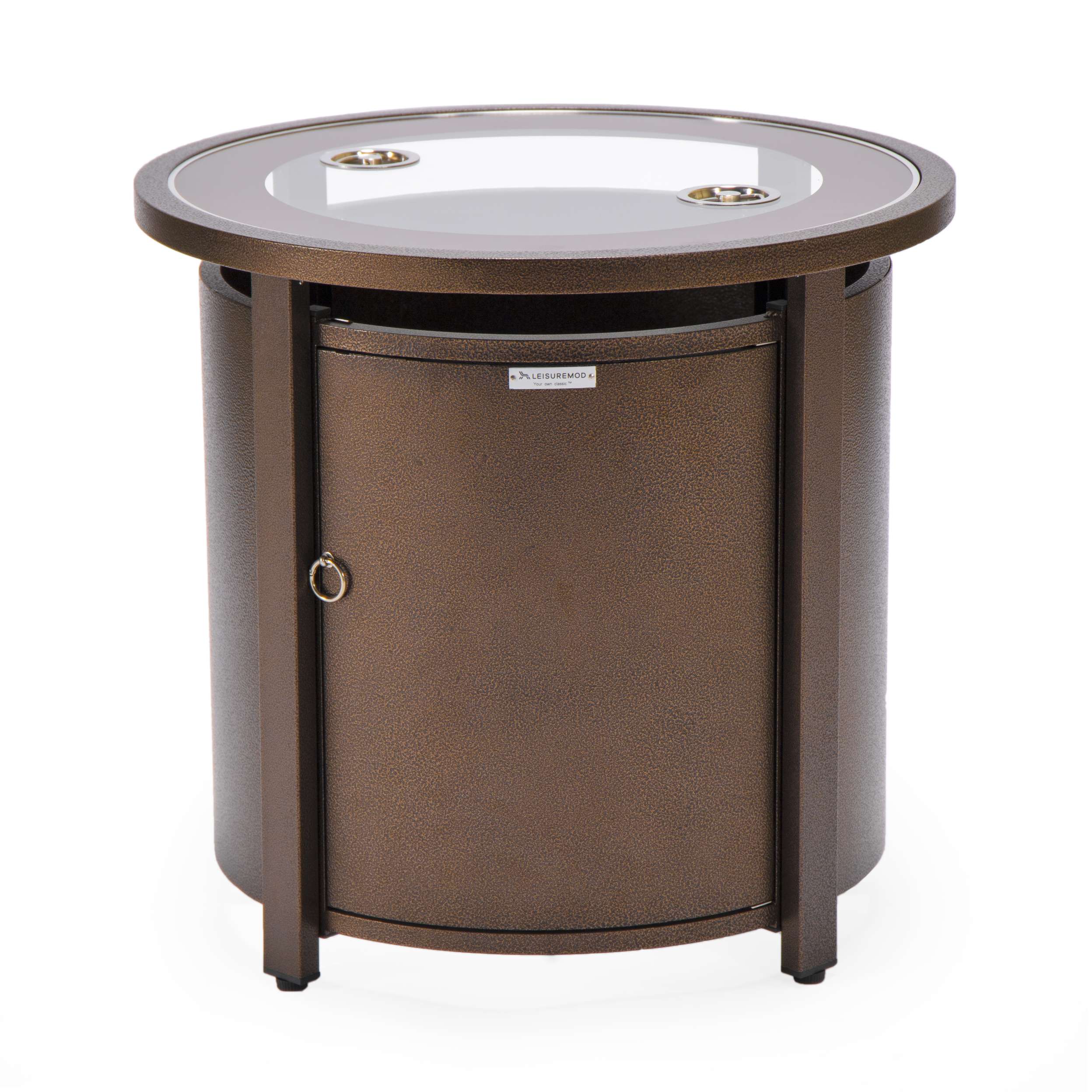 LeisureMod Walbrooke Modern Brown Patio Conversation With Round Fire Pit & Tank Holder - Image 16