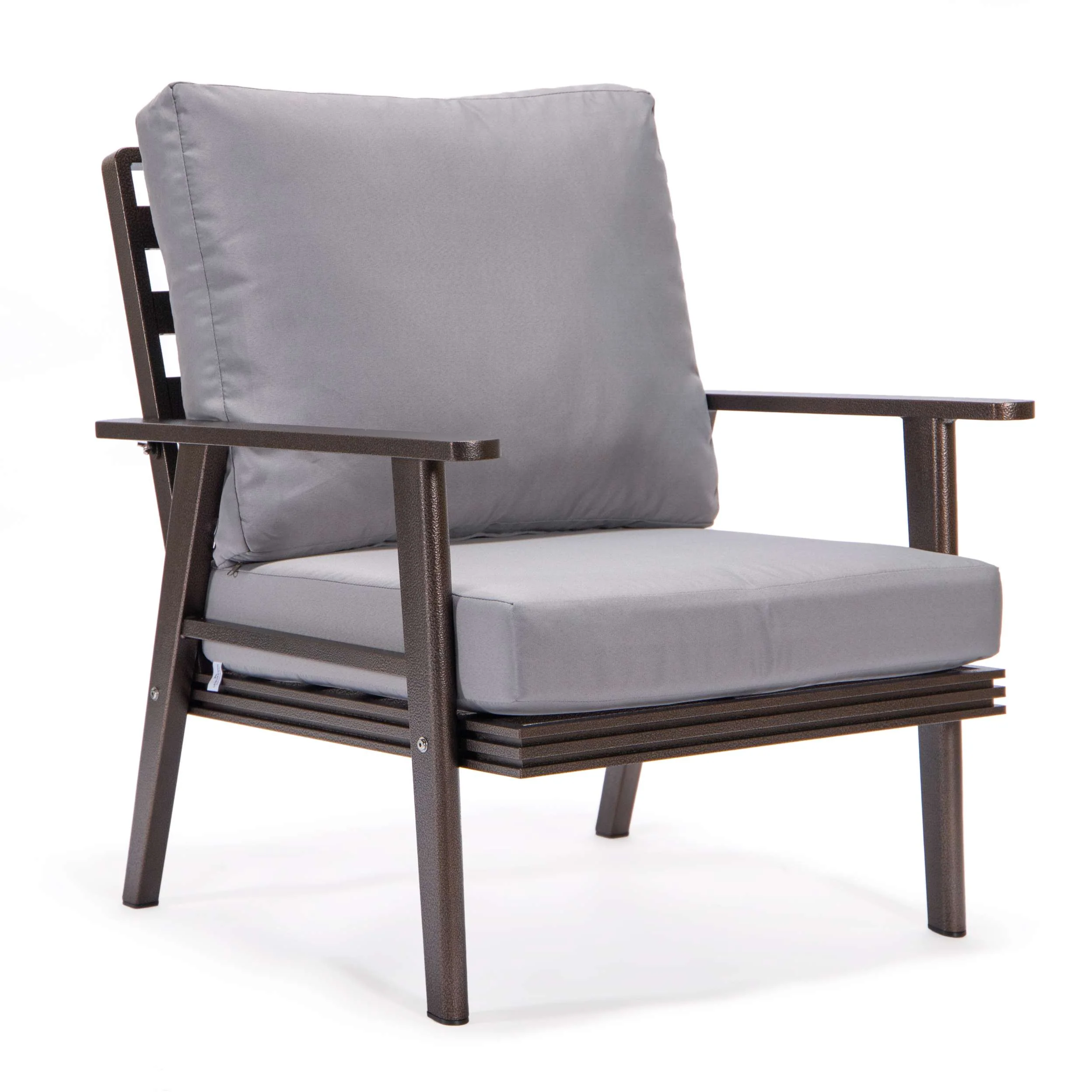 LeisureMod Walbrooke Modern Brown Patio Conversation With Round Fire Pit & Tank Holder - Image 58