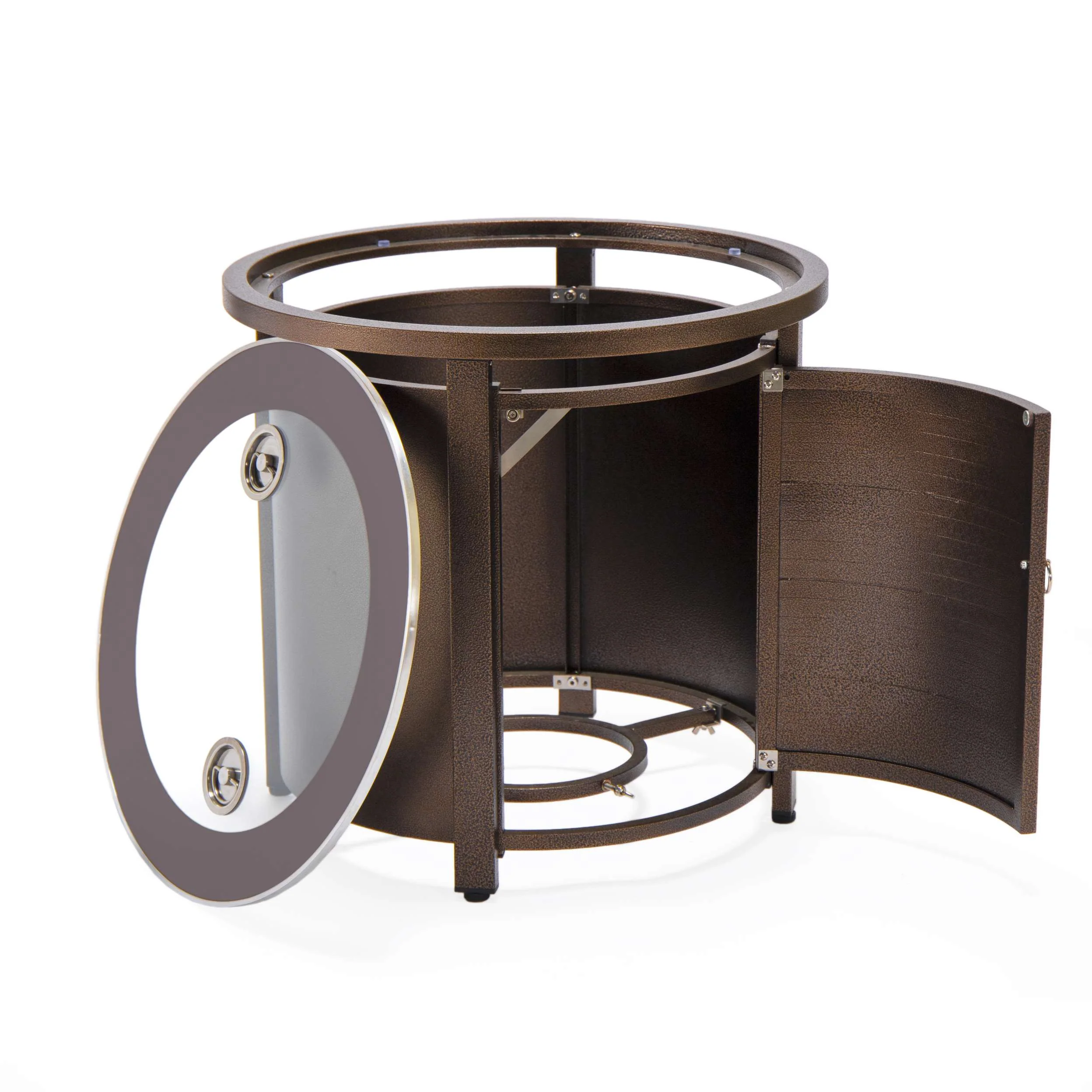 LeisureMod Walbrooke Modern Brown Patio Conversation With Round Fire Pit & Tank Holder - Image 98