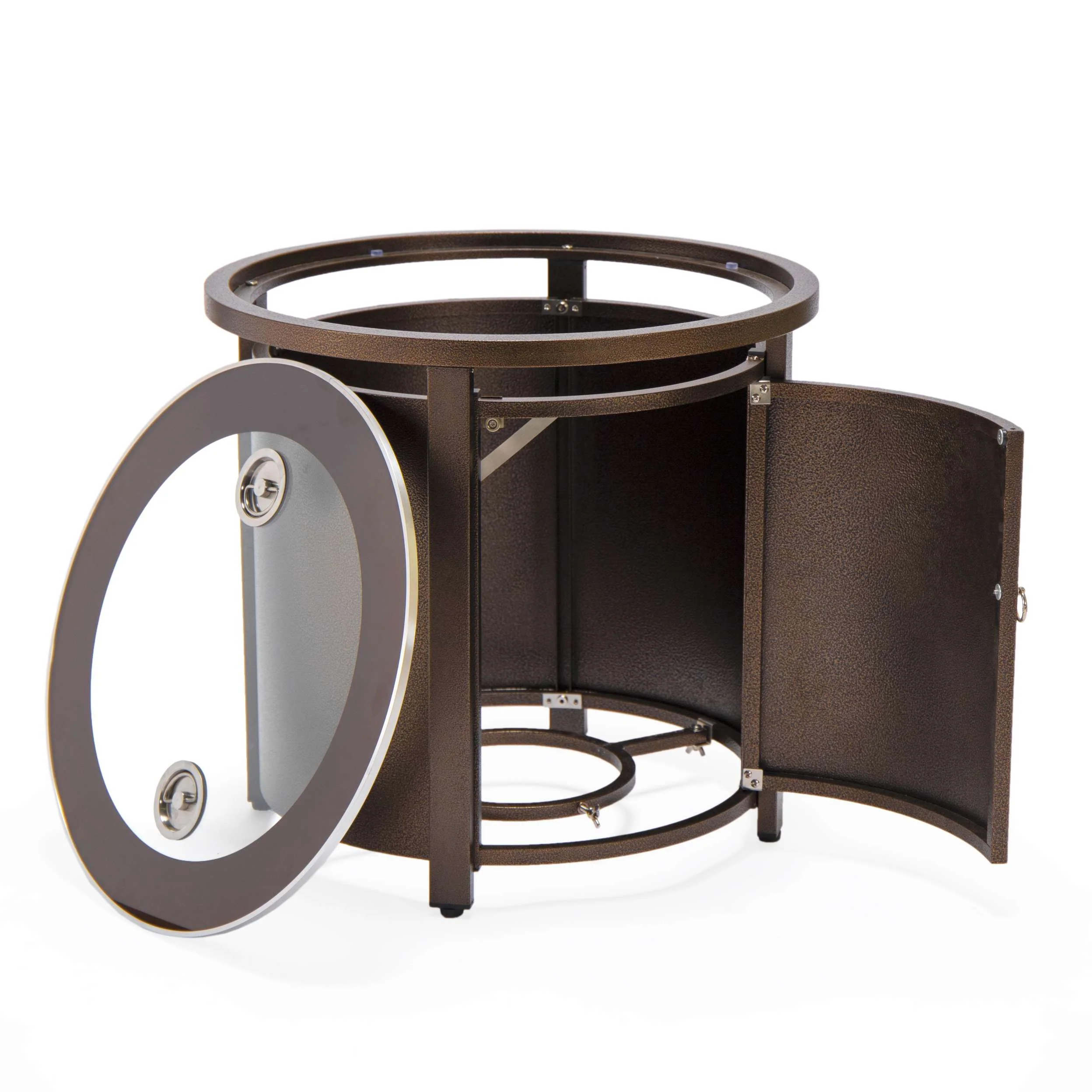 LeisureMod Walbrooke Modern Brown Patio Conversation With Round Fire Pit & Tank Holder - Image 99