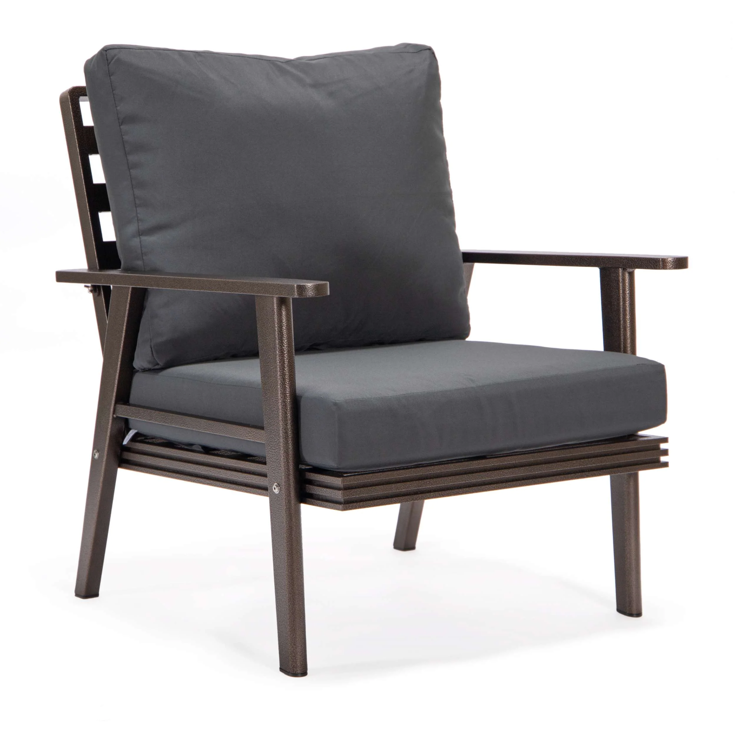 LeisureMod Walbrooke Modern Brown Patio Conversation With Square Fire Pit With Slats Design & Tank Holder - Image 12