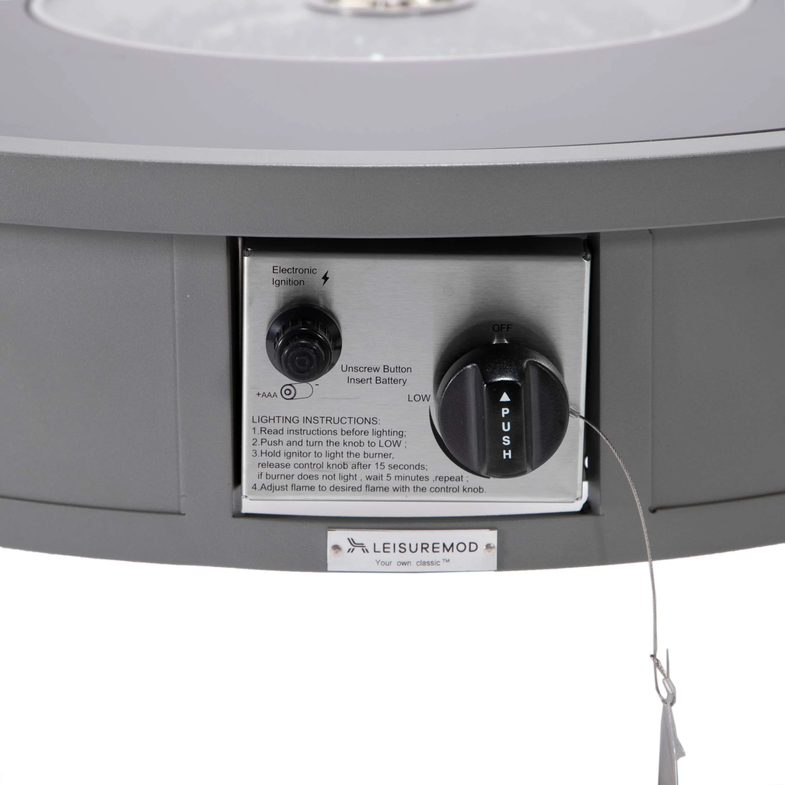 LeisureMod Walbrooke Modern Grey Patio Conversation With Round Fire Pit & Tank Holder - Image 8