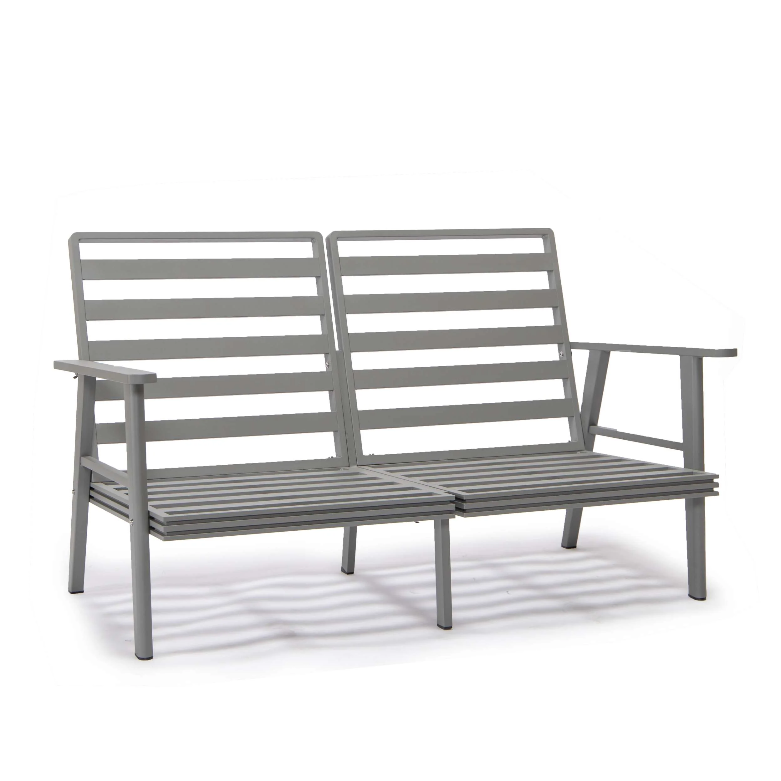 LeisureMod Walbrooke Modern Grey Patio Conversation With Round Fire Pit With Slats Design & Tank Holder - Image 19