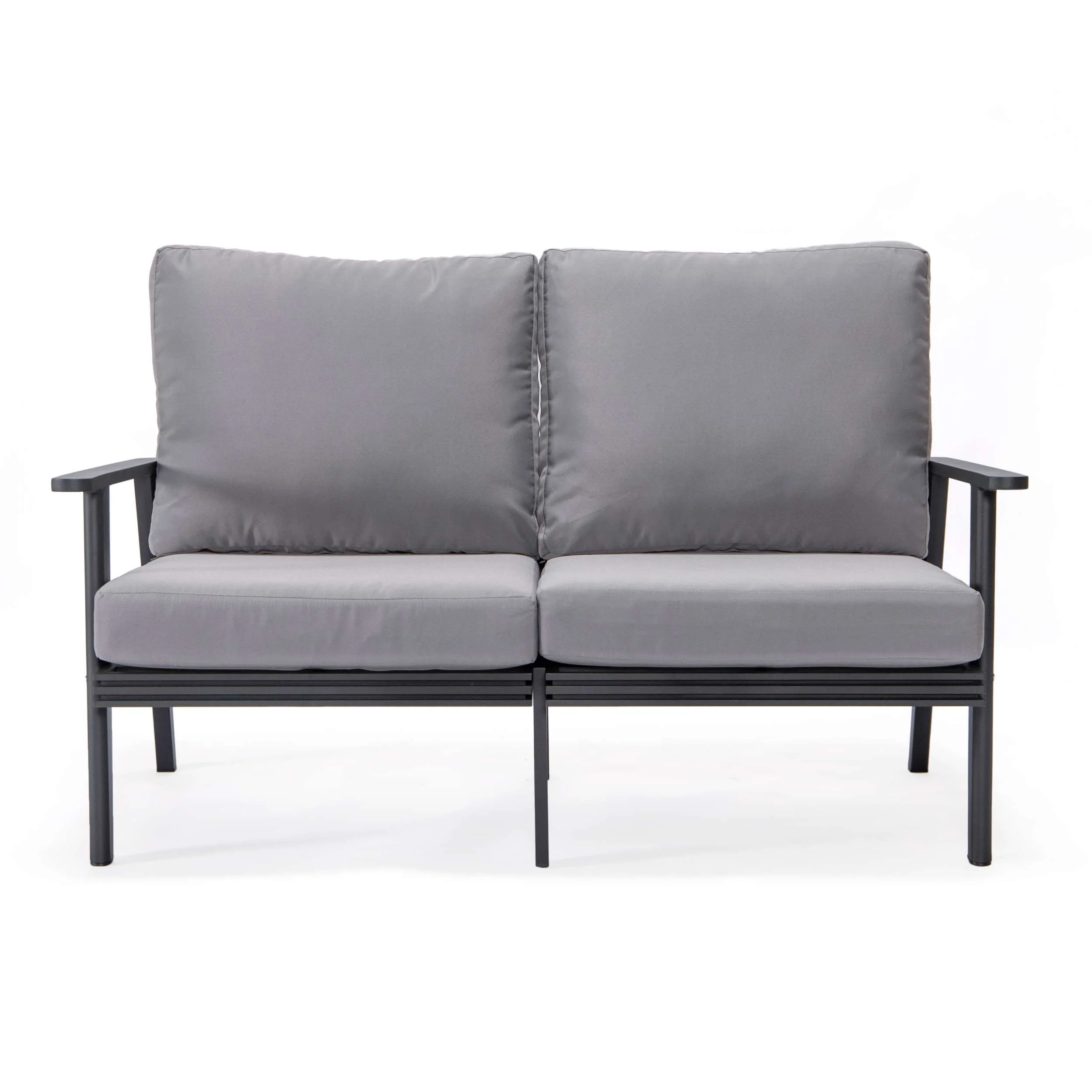 Leisuremod Walbrooke Modern Outdoor Patio Loveseat with Black Aluminum Frame and Removable Cushions For Patio and Backyard Garden - Image 28