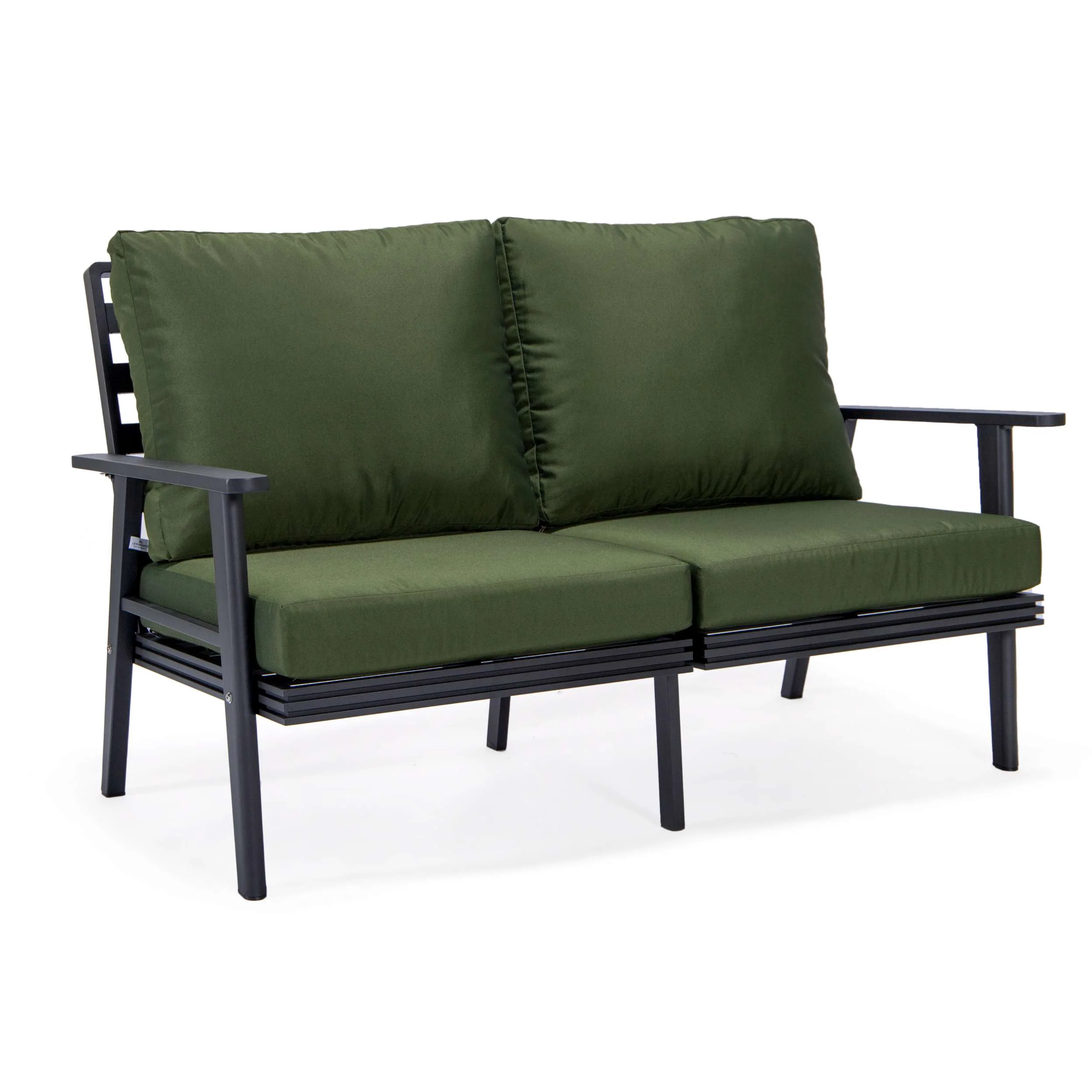 Leisuremod Walbrooke Modern Outdoor Patio Loveseat with Black Aluminum Frame and Removable Cushions For Patio and Backyard Garden - Image 31