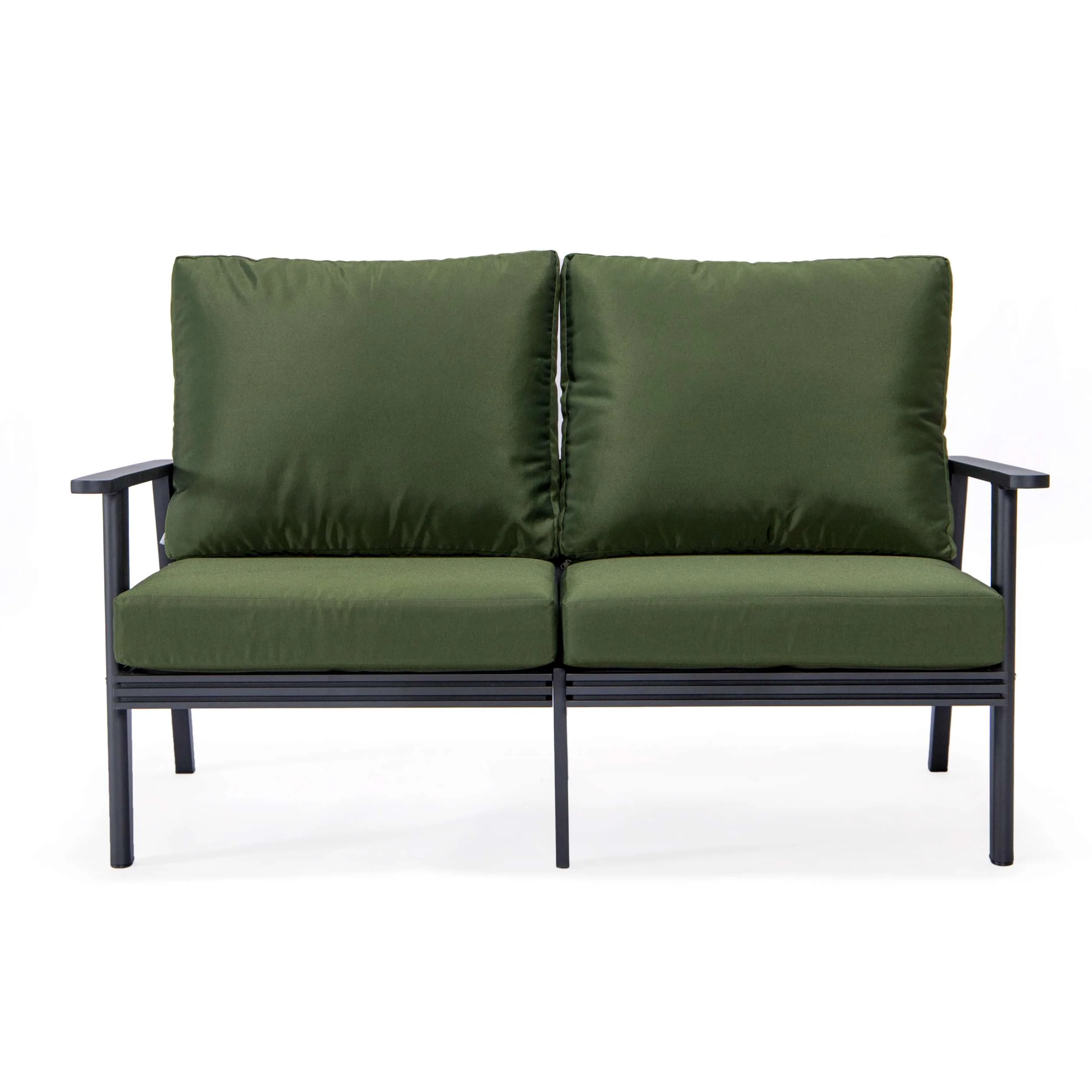 Leisuremod Walbrooke Modern Outdoor Patio Loveseat with Black Aluminum Frame and Removable Cushions For Patio and Backyard Garden - Image 32