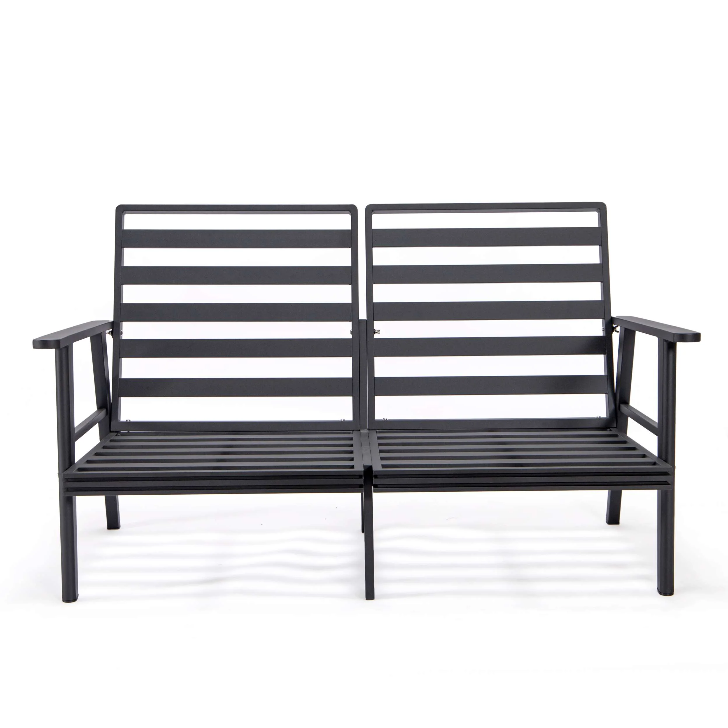 Leisuremod Walbrooke Modern Outdoor Patio Loveseat with Black Aluminum Frame and Removable Cushions For Patio and Backyard Garden - Image 44