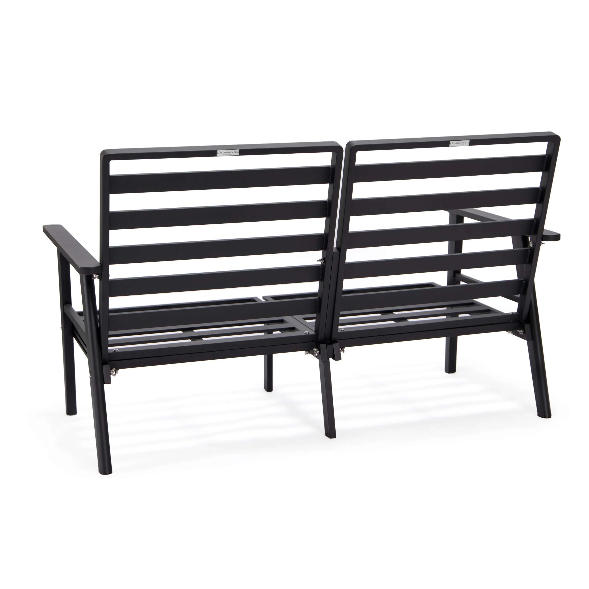 Leisuremod Walbrooke Modern Outdoor Patio Loveseat with Black Aluminum Frame and Removable Cushions For Patio and Backyard Garden - Image 52