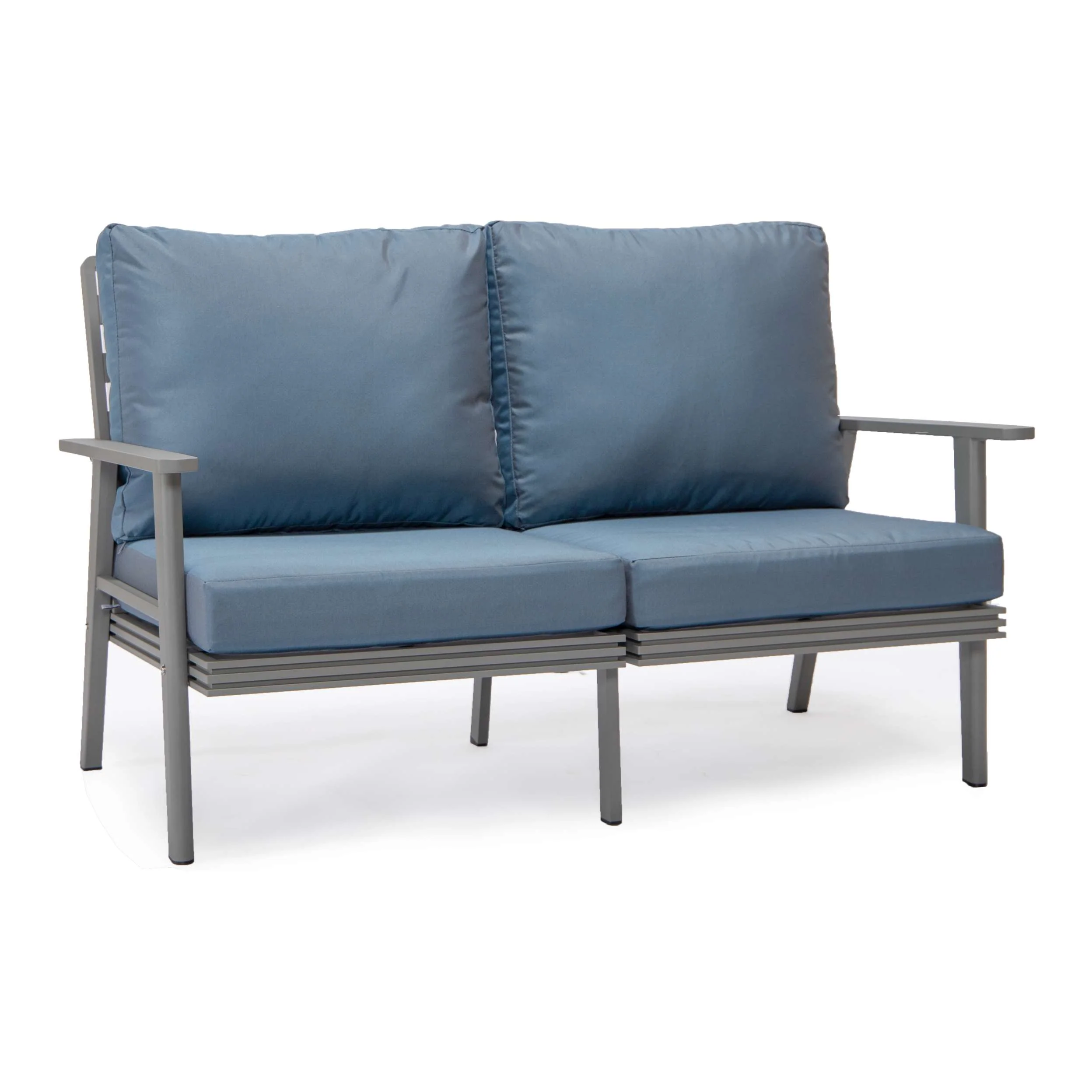 Leisuremod Walbrooke Modern Outdoor Patio Loveseat with Gray Aluminum Frame and Removable Cushions For Patio and Backyard Garden - Image 15