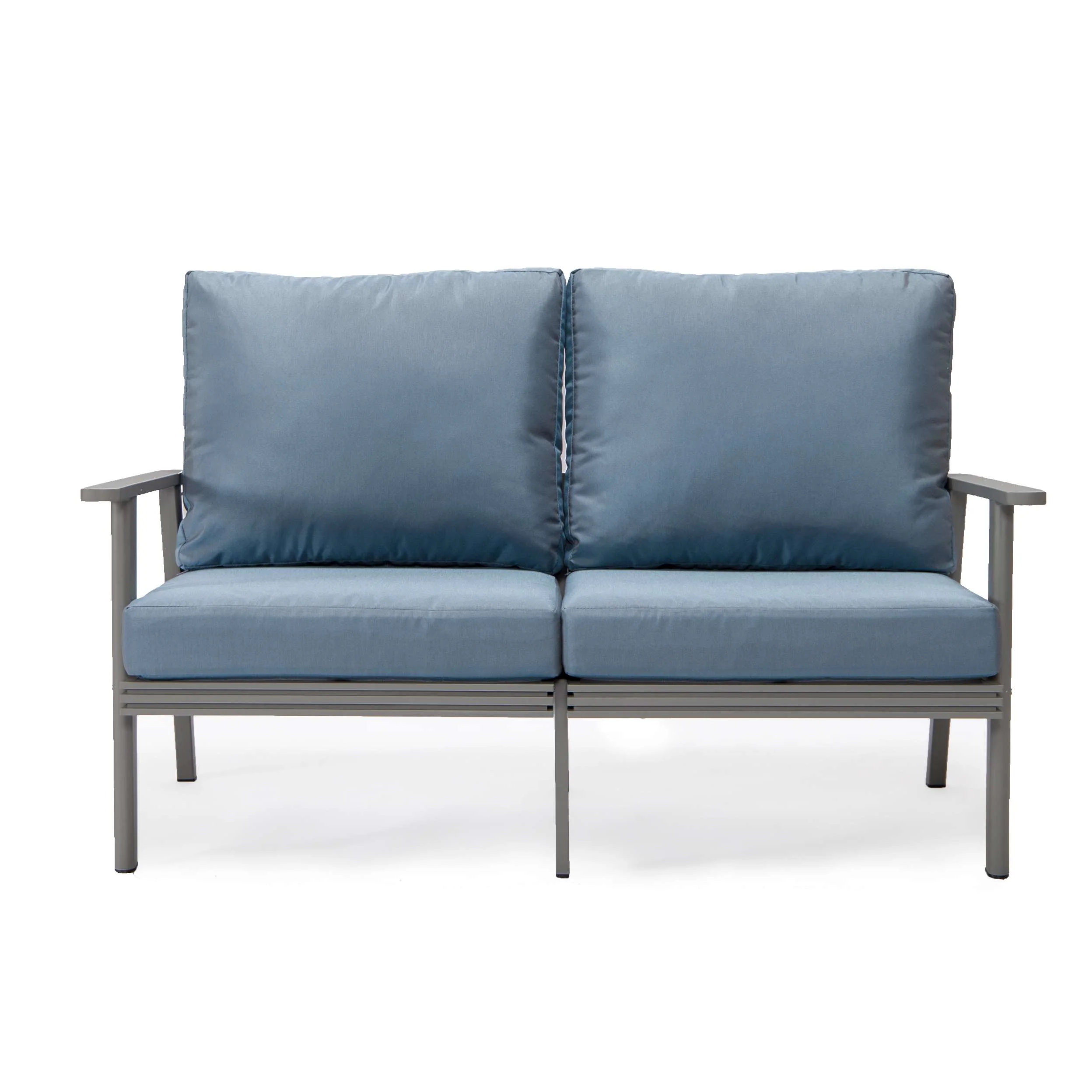 Leisuremod Walbrooke Modern Outdoor Patio Loveseat with Gray Aluminum Frame and Removable Cushions For Patio and Backyard Garden - Image 16