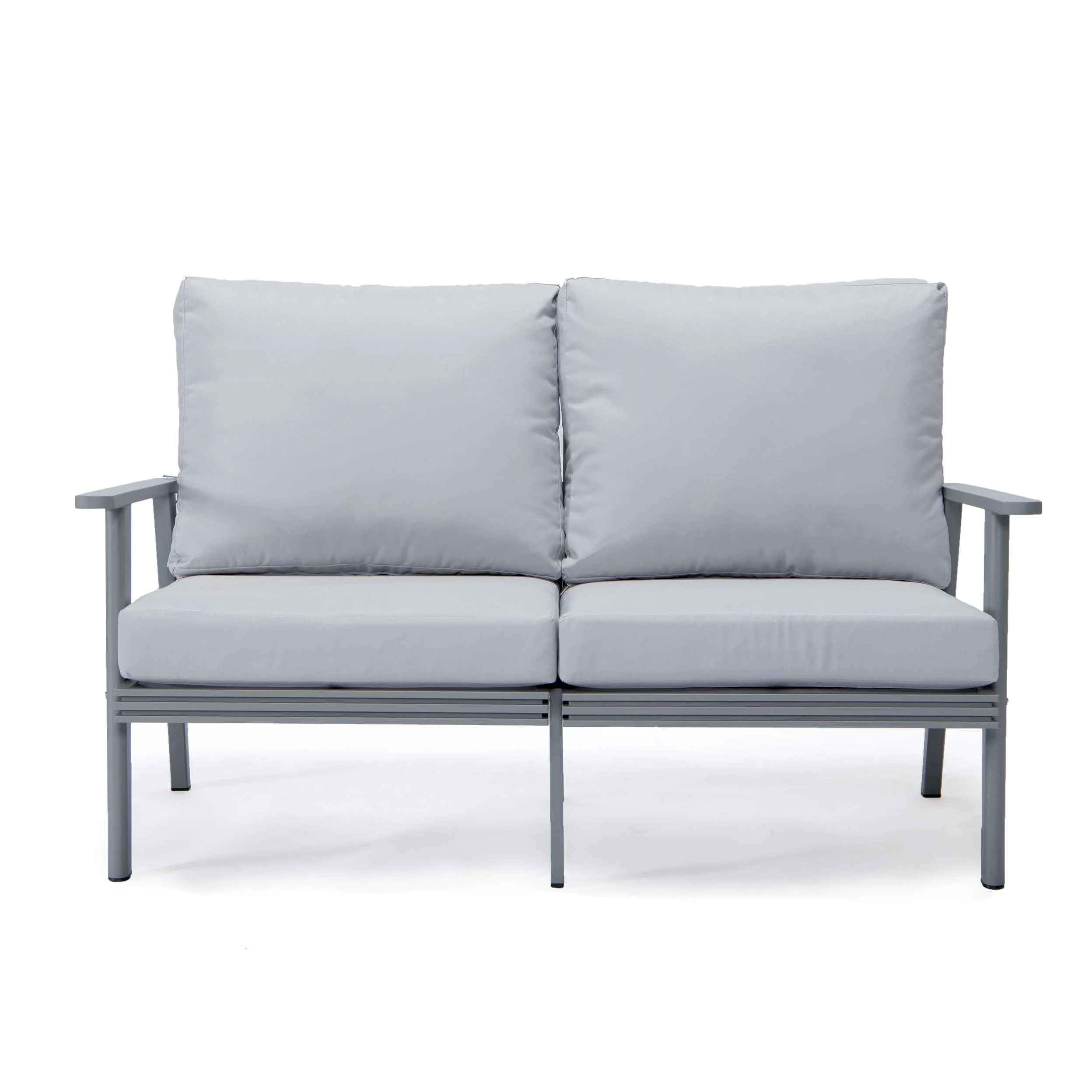 Leisuremod Walbrooke Modern Outdoor Patio Loveseat with Gray Aluminum Frame and Removable Cushions For Patio and Backyard Garden - Image 32