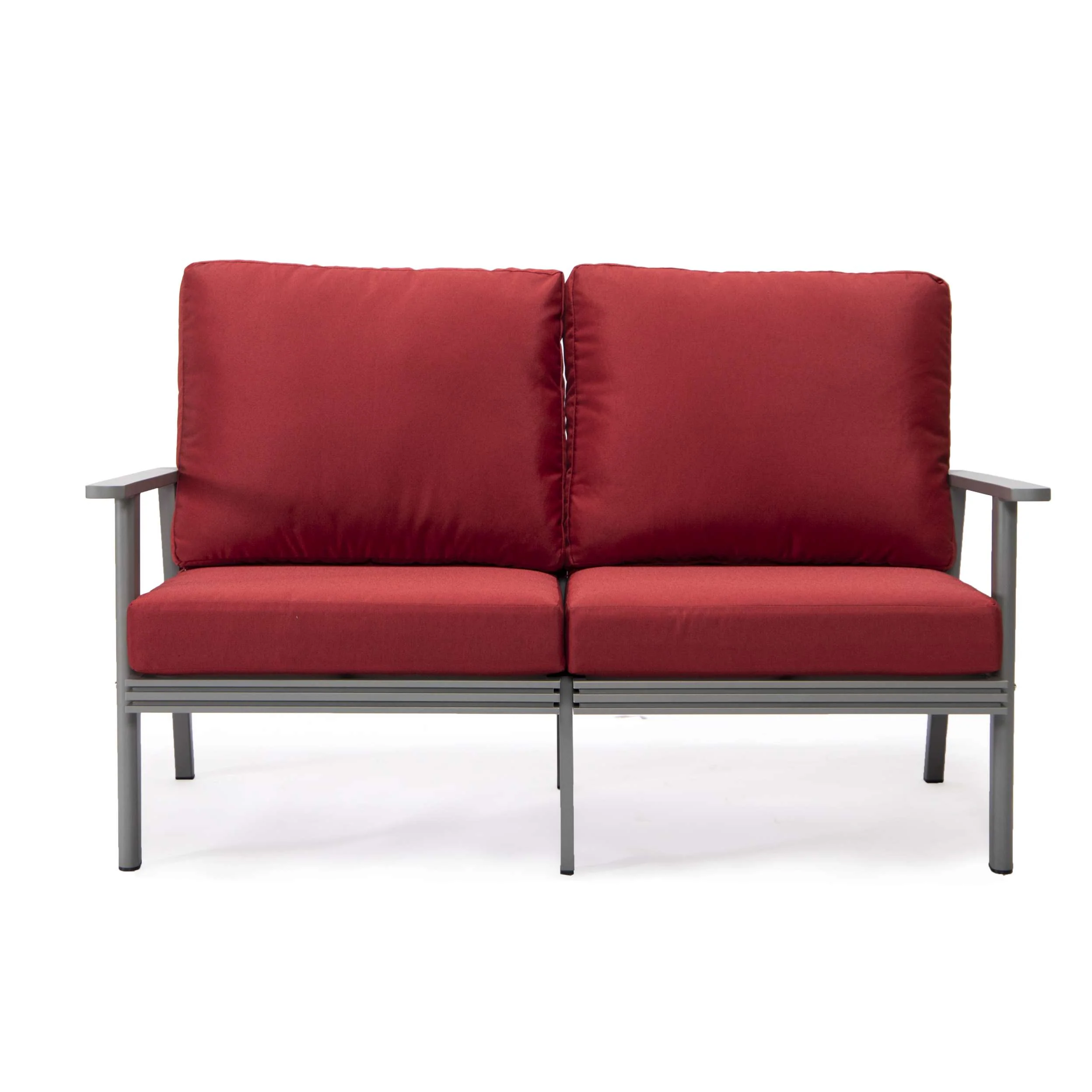 Leisuremod Walbrooke Modern Outdoor Patio Loveseat with Gray Aluminum Frame and Removable Cushions For Patio and Backyard Garden - Image 60