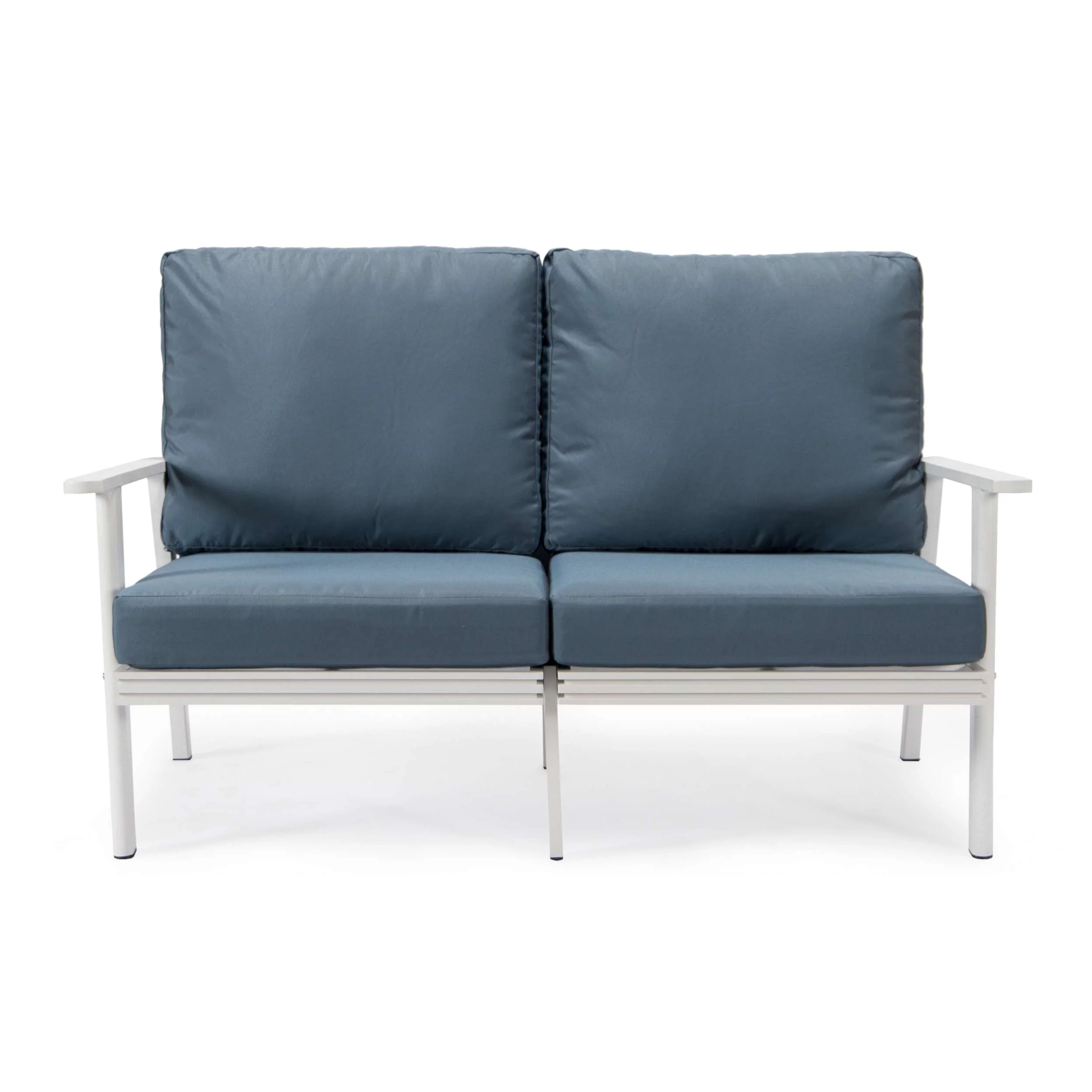 Leisuremod Walbrooke Modern Outdoor Patio Loveseat with White Aluminum Frame and Removable Cushions For Patio and Backyard Garden - Image 15