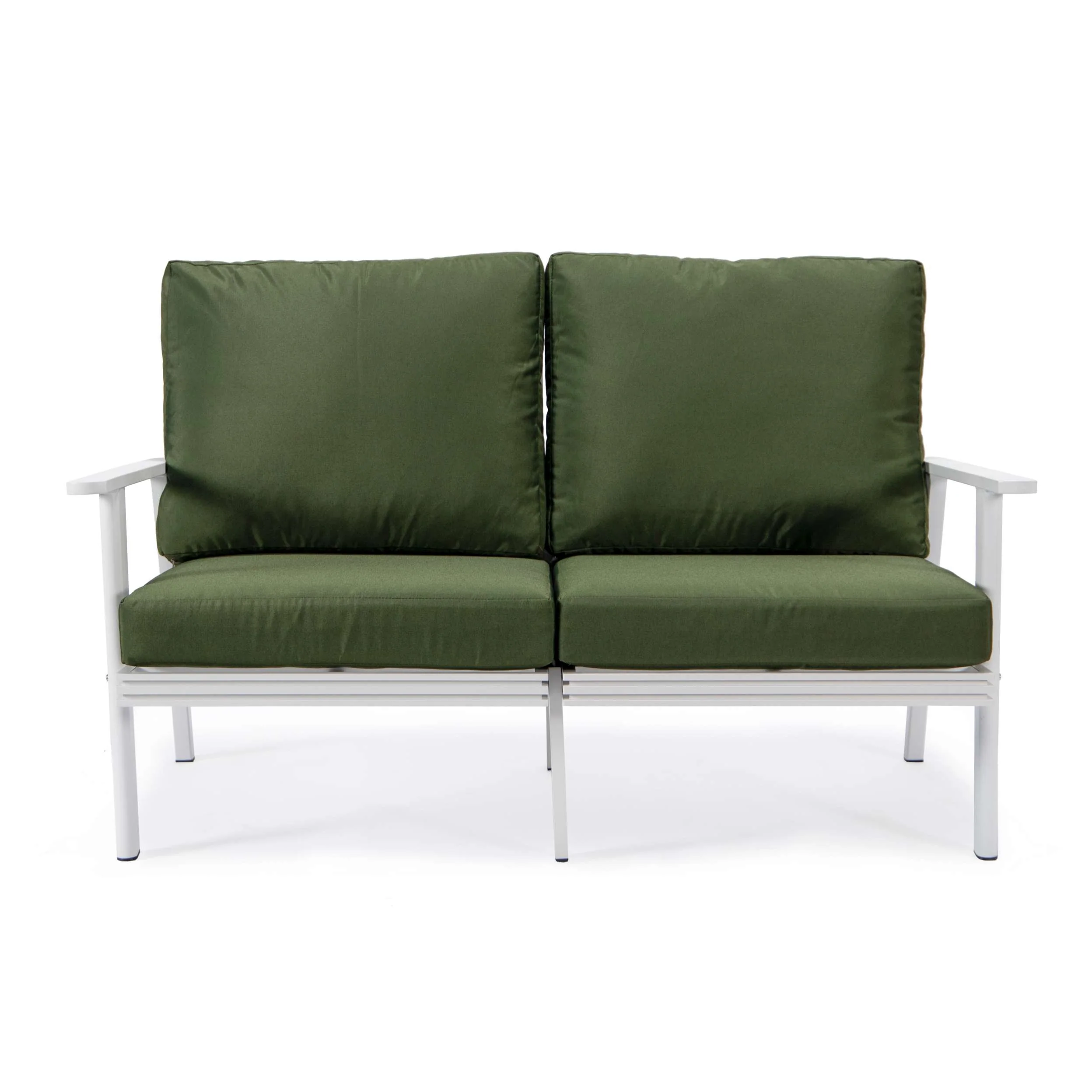 Leisuremod Walbrooke Modern Outdoor Patio Loveseat with White Aluminum Frame and Removable Cushions For Patio and Backyard Garden - Image 26