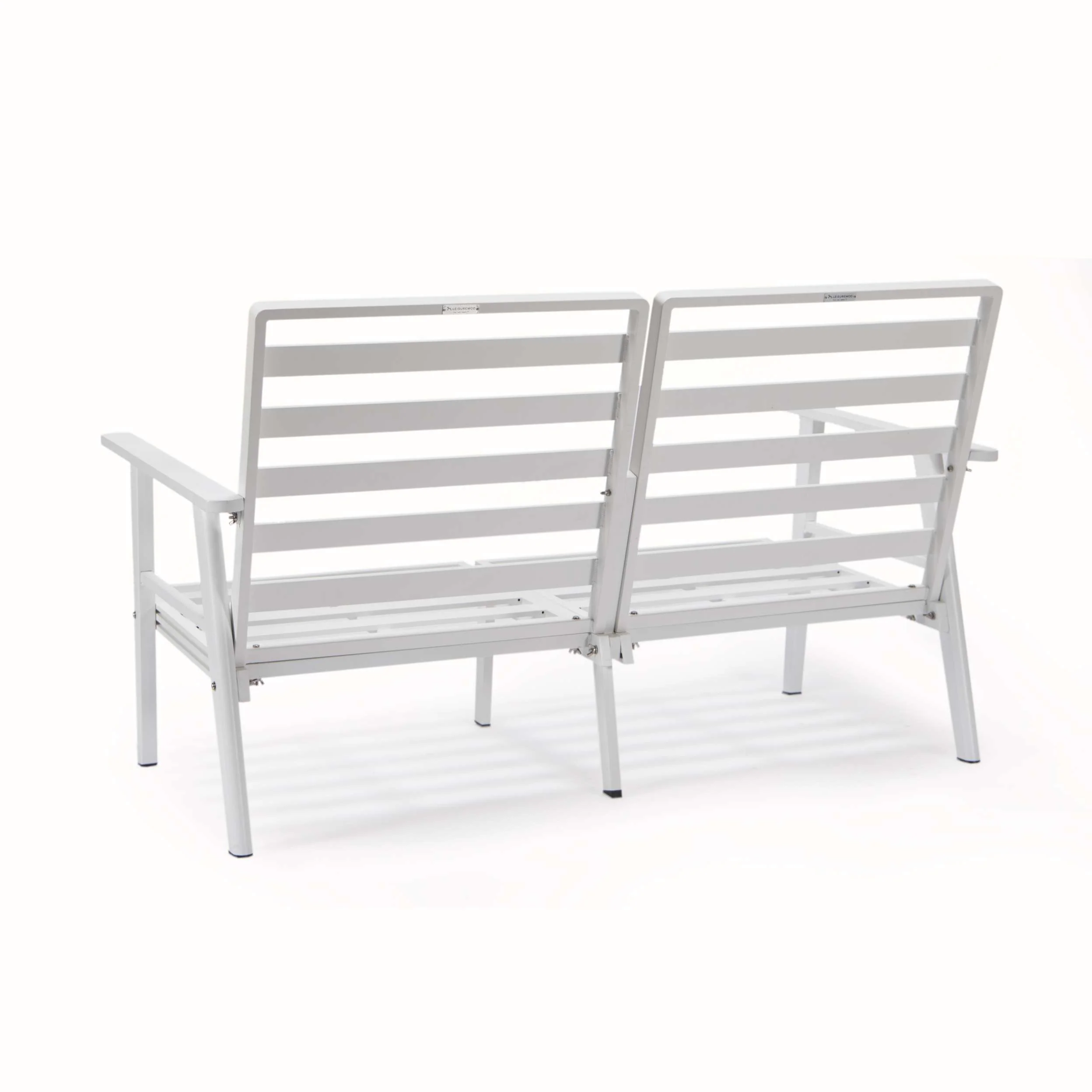 Leisuremod Walbrooke Modern Outdoor Patio Loveseat with White Aluminum Frame and Removable Cushions For Patio and Backyard Garden - Image 37