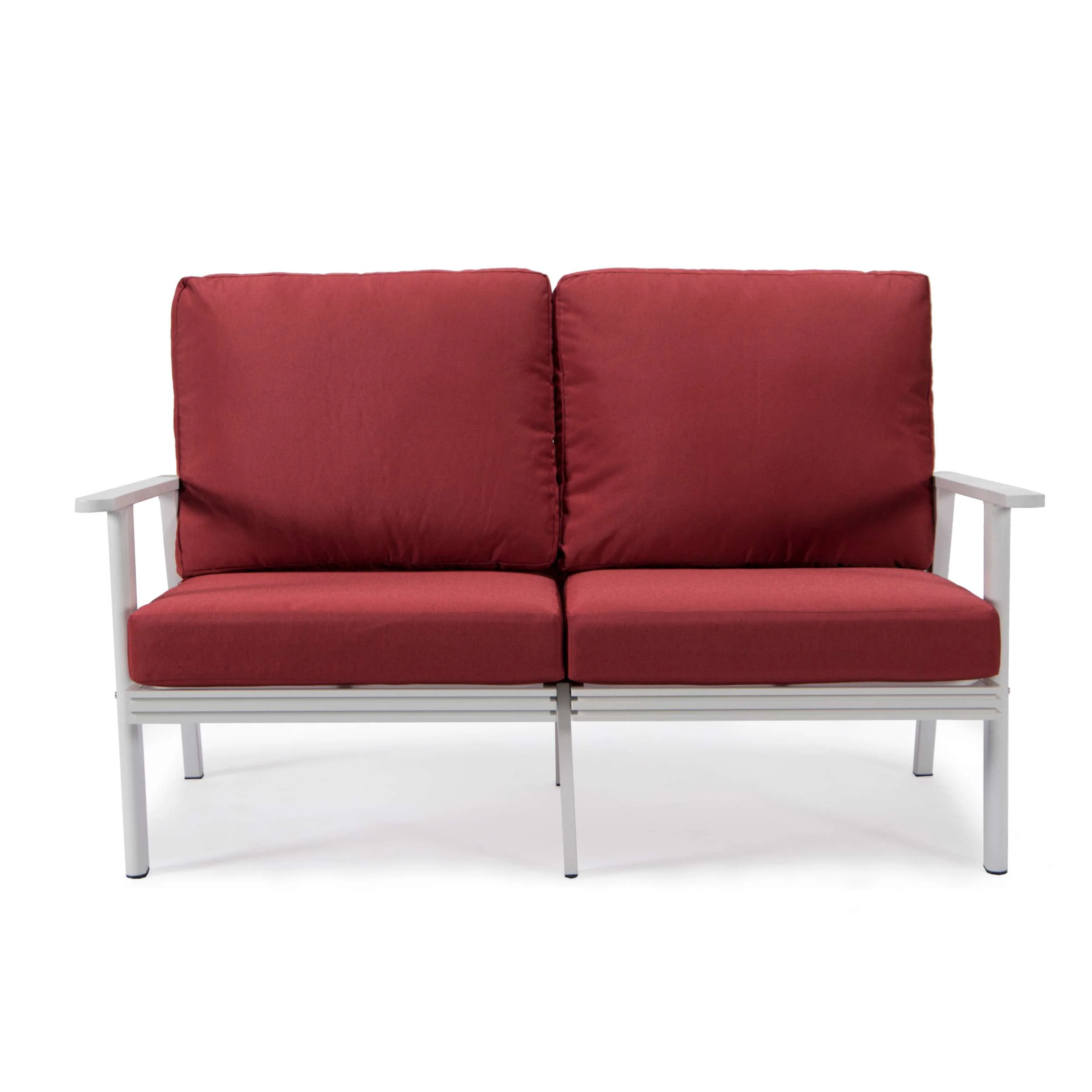 Leisuremod Walbrooke Modern Outdoor Patio Loveseat with White Aluminum Frame and Removable Cushions For Patio and Backyard Garden - Image 52