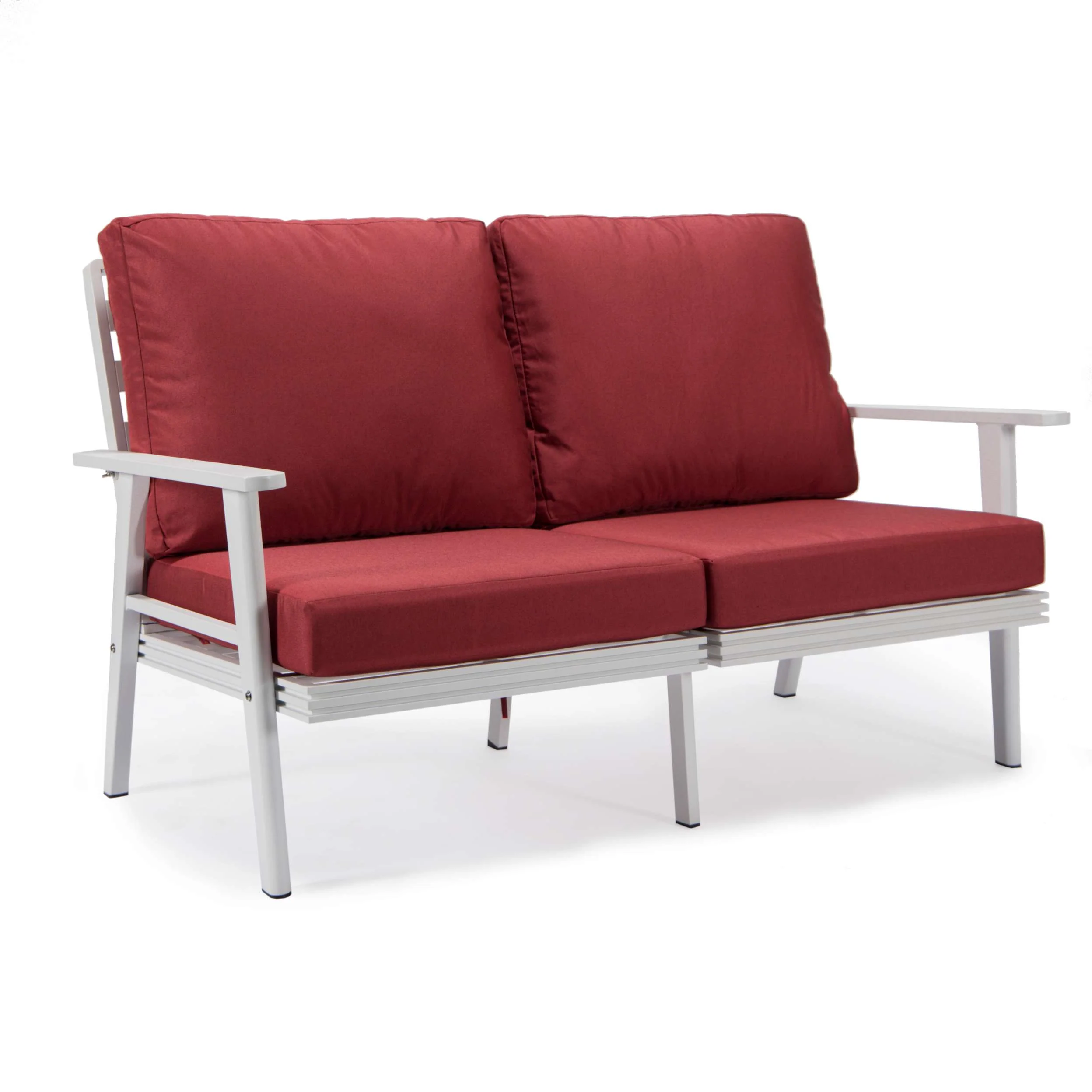 Leisuremod Walbrooke Modern Outdoor Patio Loveseat with White Aluminum Frame and Removable Cushions For Patio and Backyard Garden - Image 55