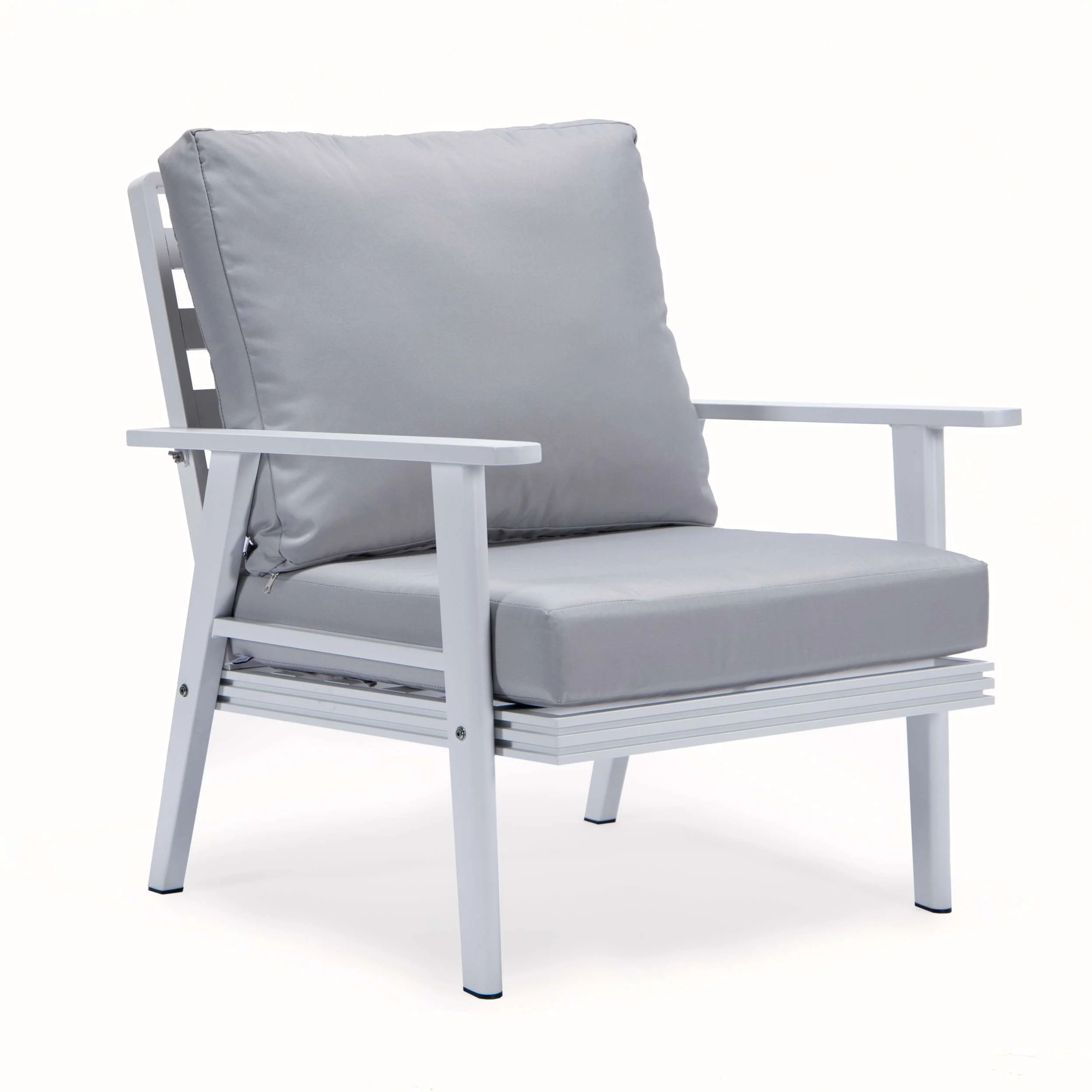 LeisureMod Walbrooke Modern White Patio Conversation With Round Fire Pit & Tank Holder - Image 34