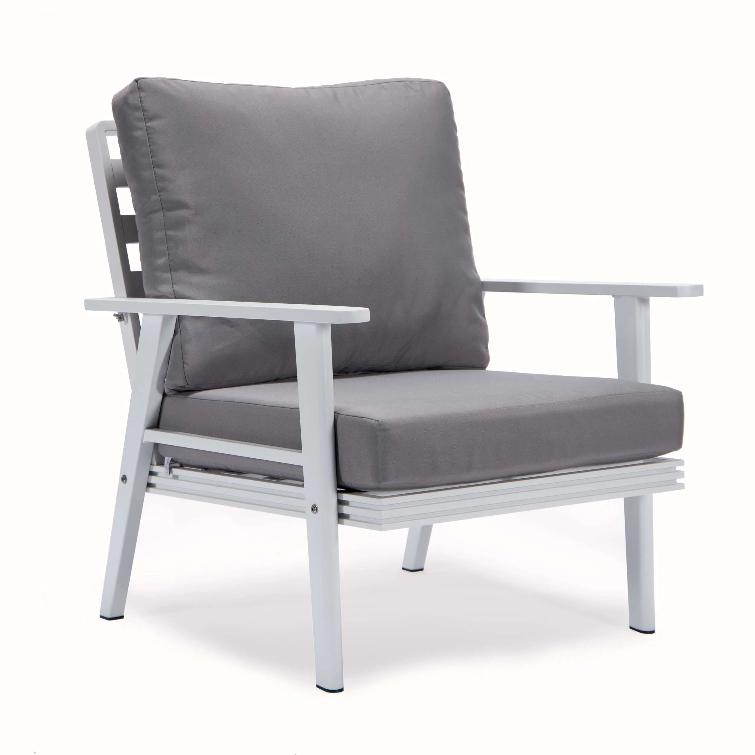 LeisureMod Walbrooke Modern White Patio Conversation With Square Fire Pit & Tank Holder - Image 102