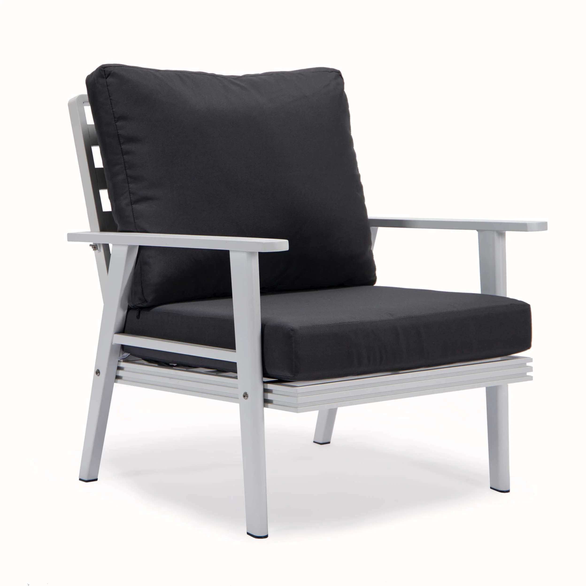 LeisureMod Walbrooke Modern White Patio Conversation With Square Fire Pit & Tank Holder - Image 11