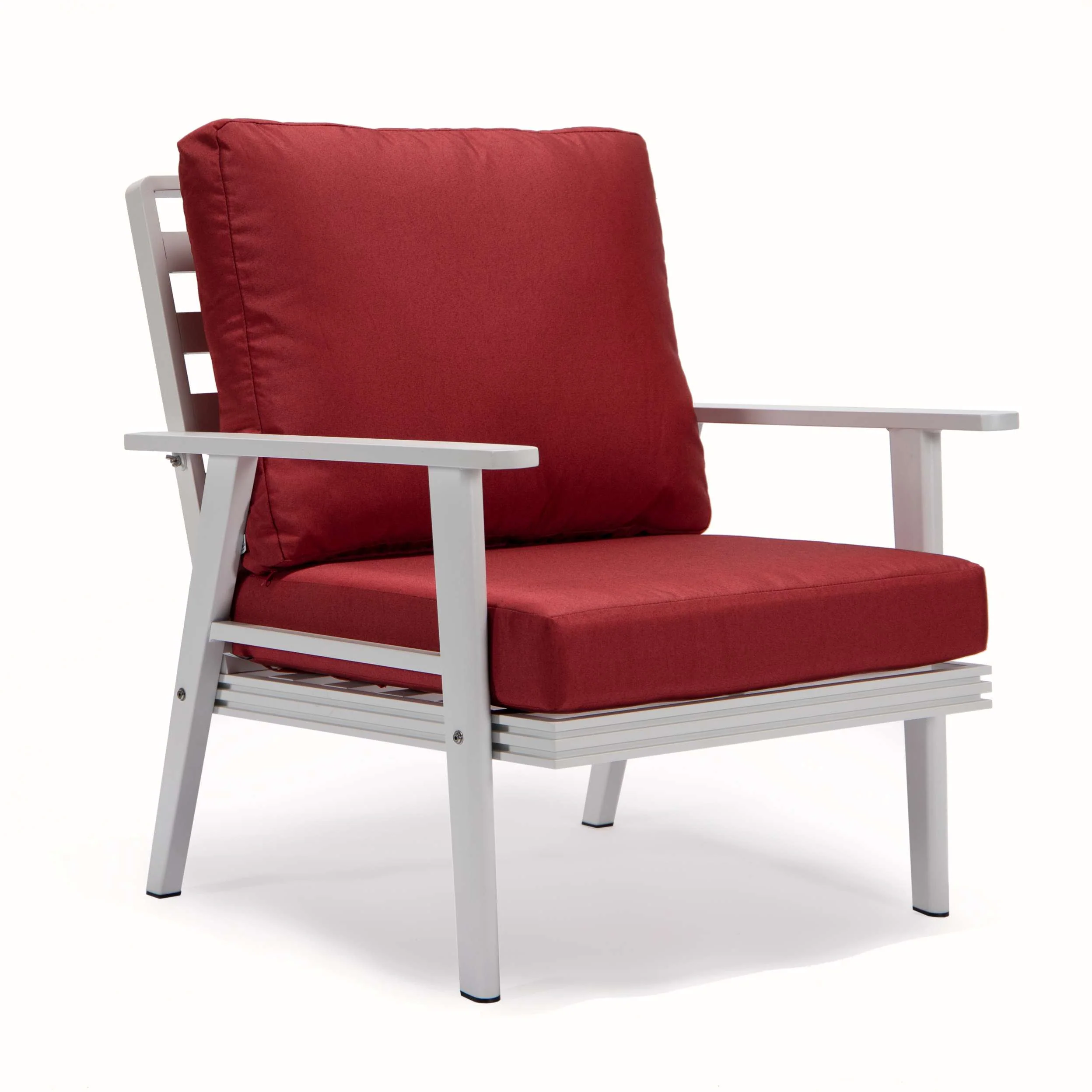 LeisureMod Walbrooke Modern White Patio Conversation With Square Fire Pit With Slats Design & Tank Holder - Image 77
