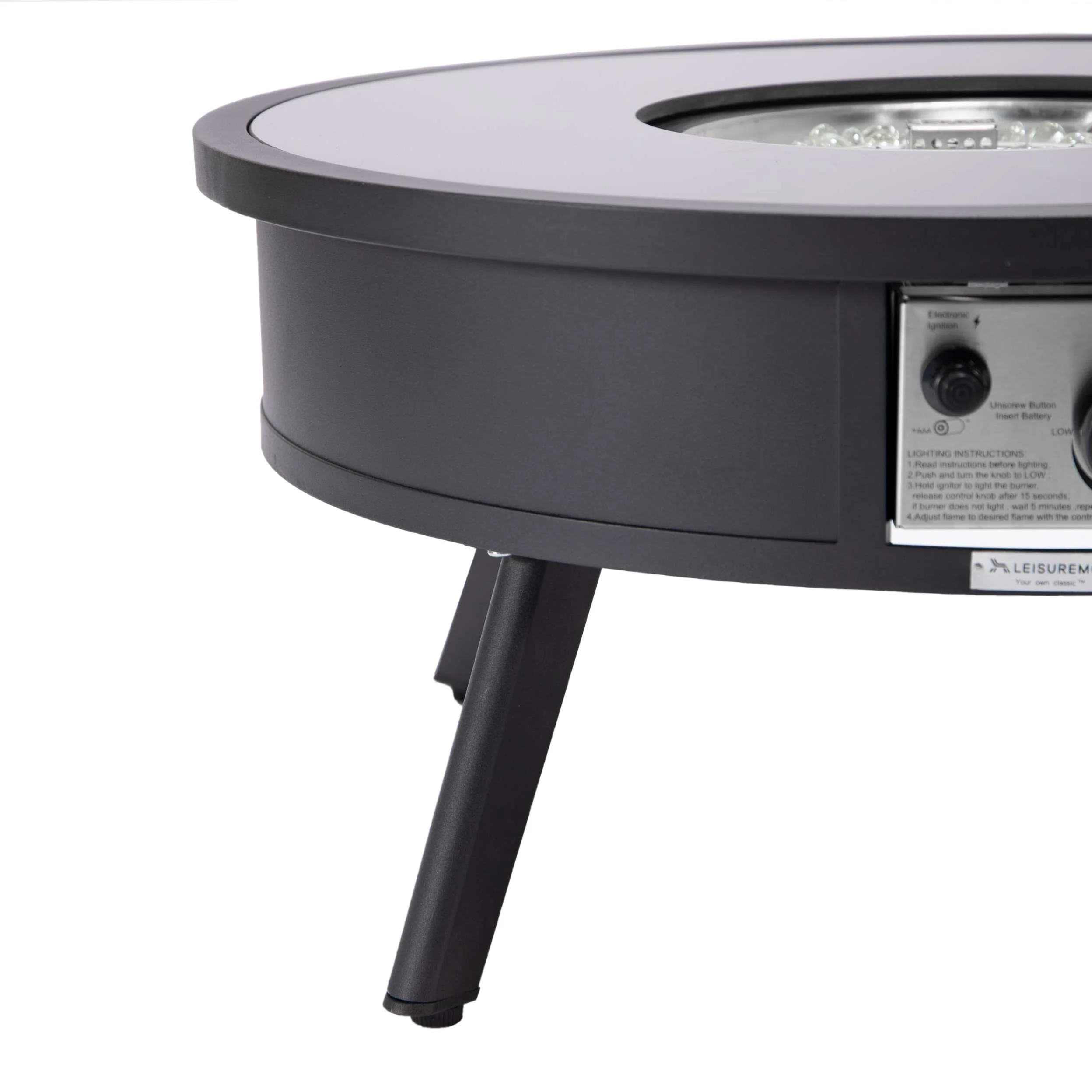 Leisuremod Walbrooke Outdoor Patio Aluminum Round Fire Pit Side Table - Image 10