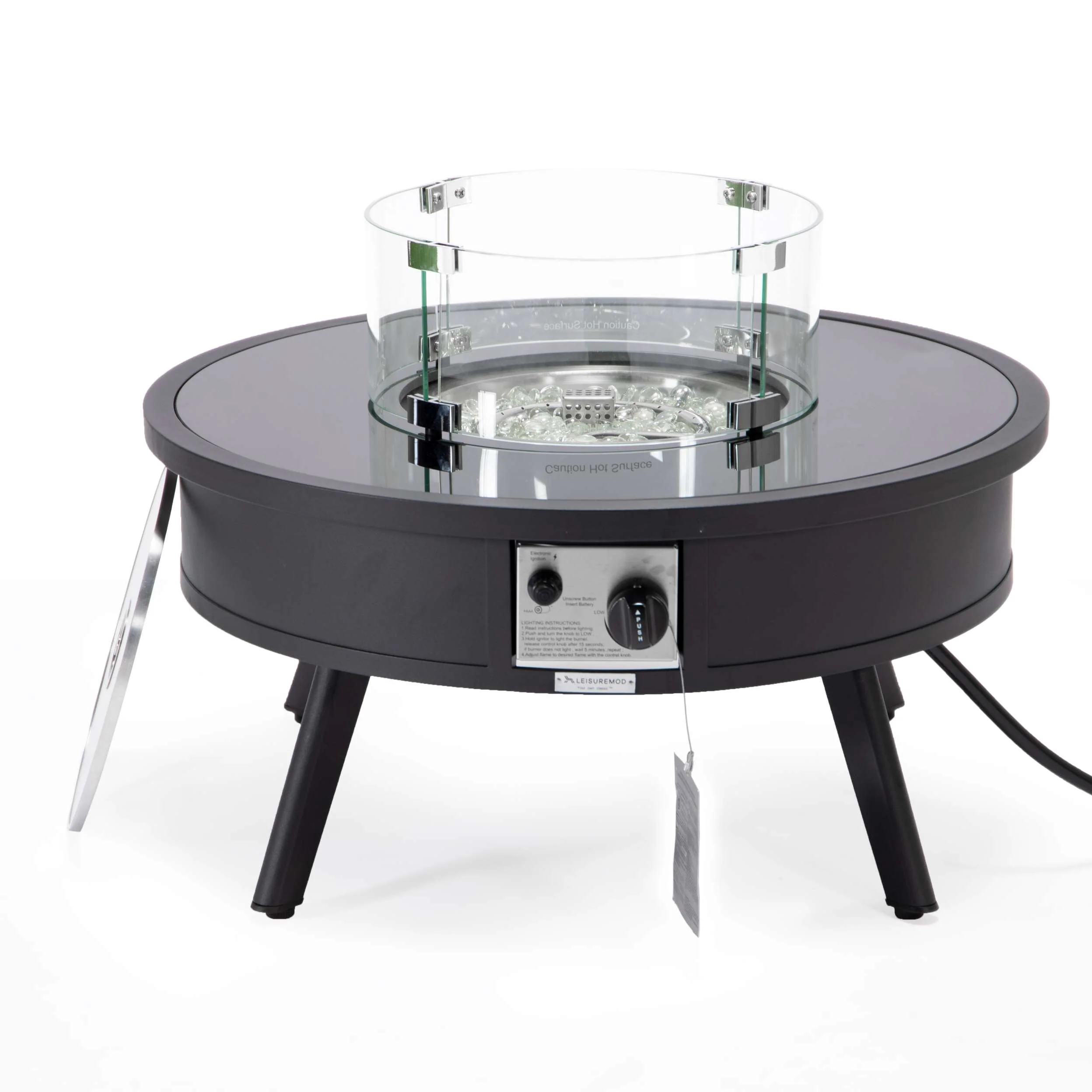 Leisuremod Walbrooke Outdoor Patio Aluminum Round Fire Pit Side Table - Image 11