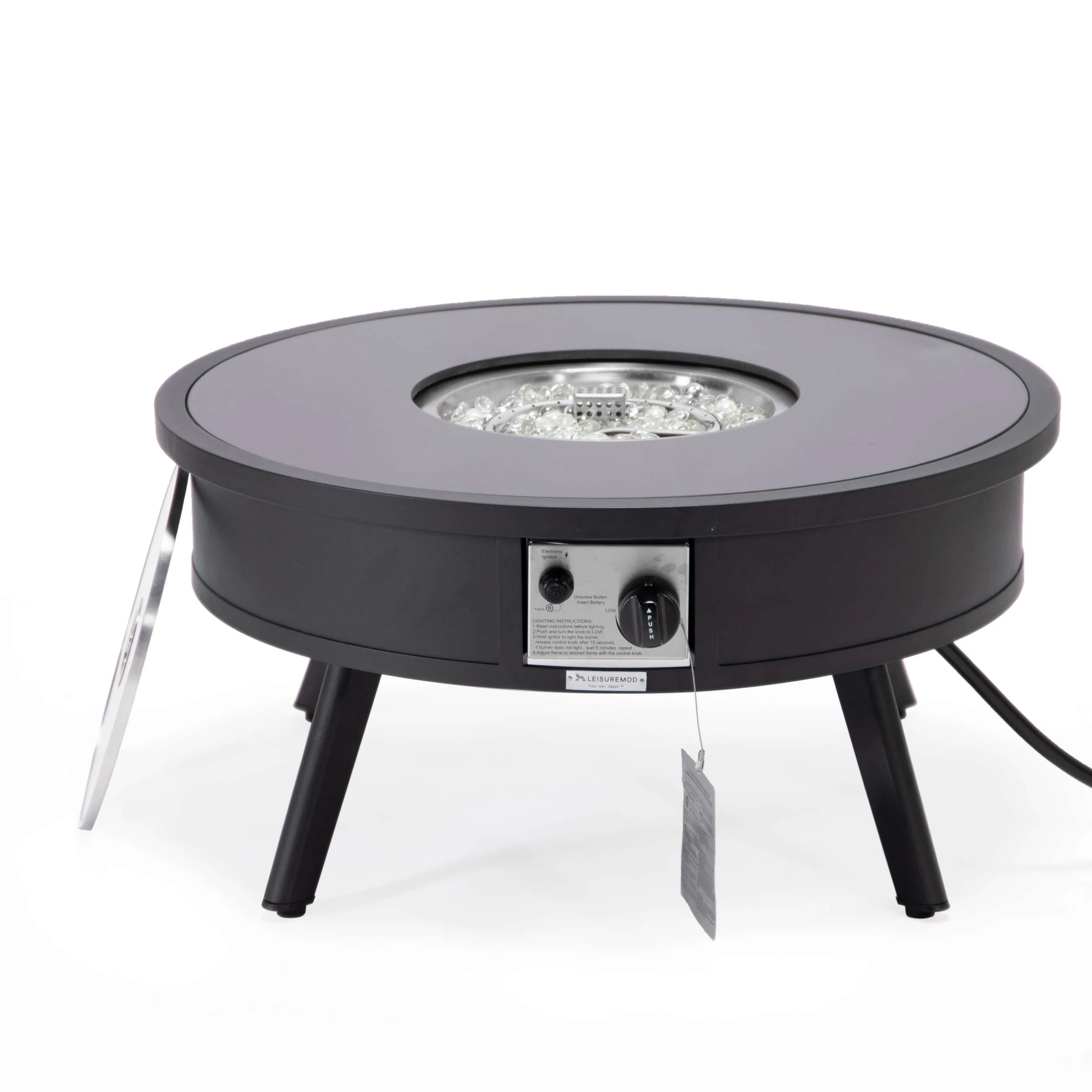 Leisuremod Walbrooke Outdoor Patio Aluminum Round Fire Pit Side Table - Image 12