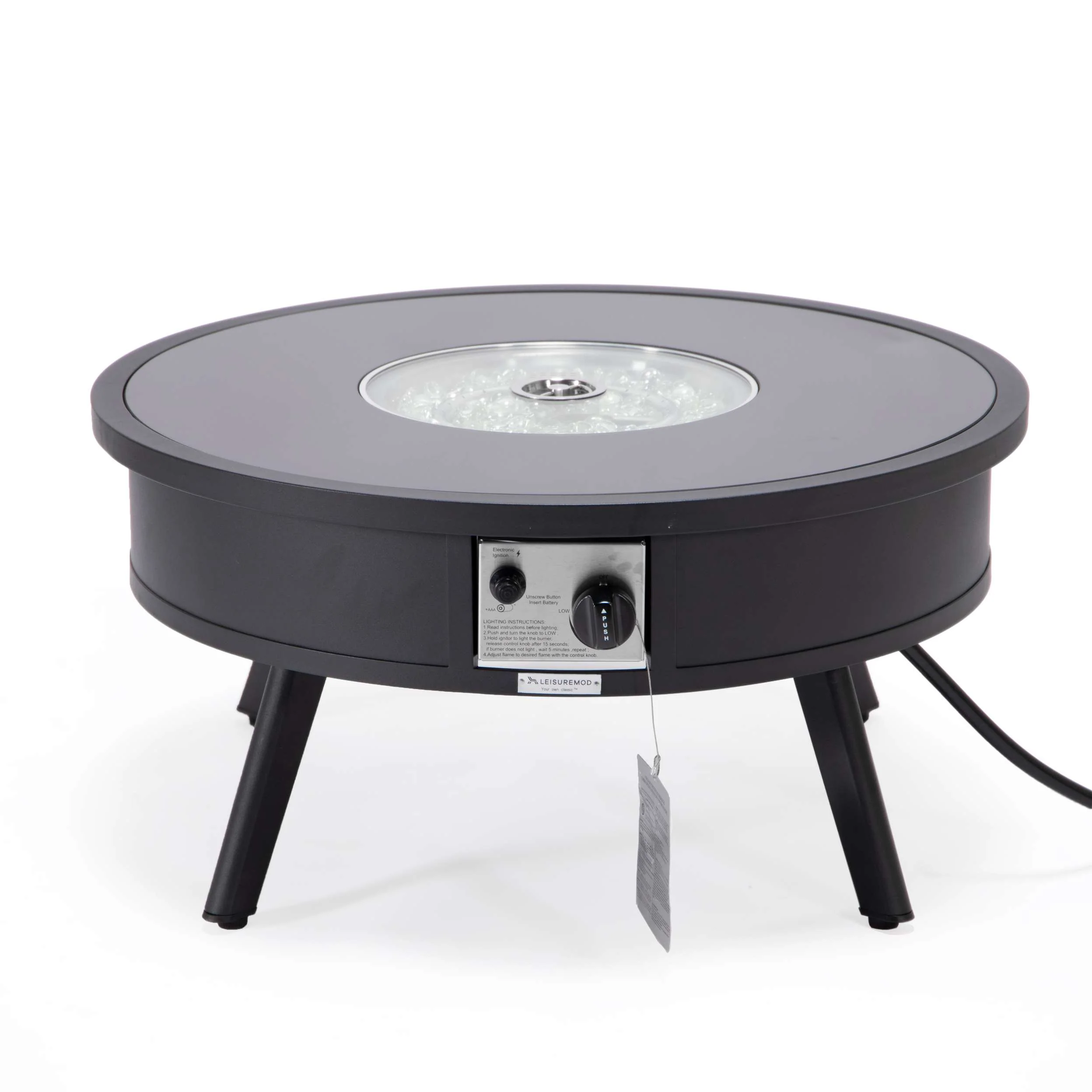 Leisuremod Walbrooke Outdoor Patio Aluminum Round Fire Pit Side Table - Image 13