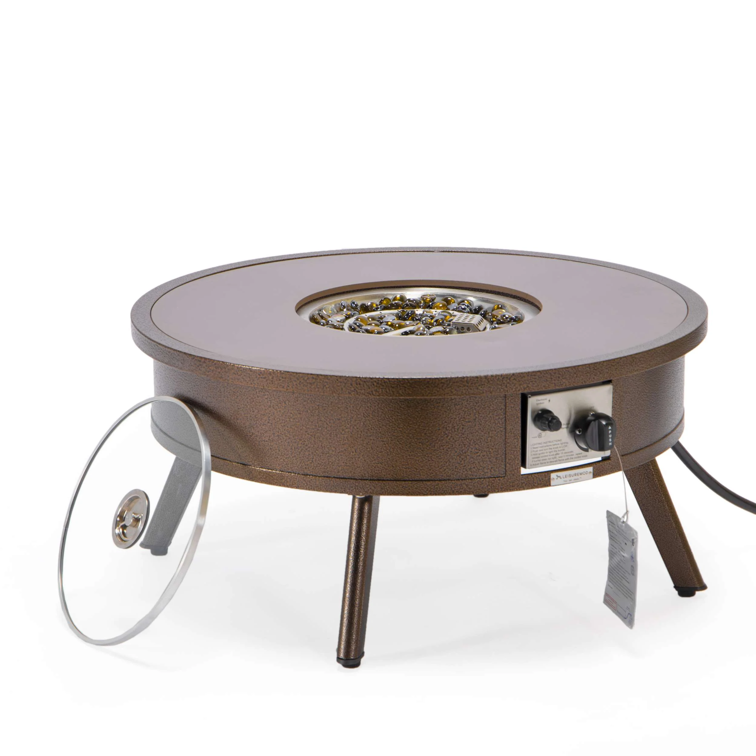 Leisuremod Walbrooke Outdoor Patio Aluminum Round Fire Pit Side Table - Image 18