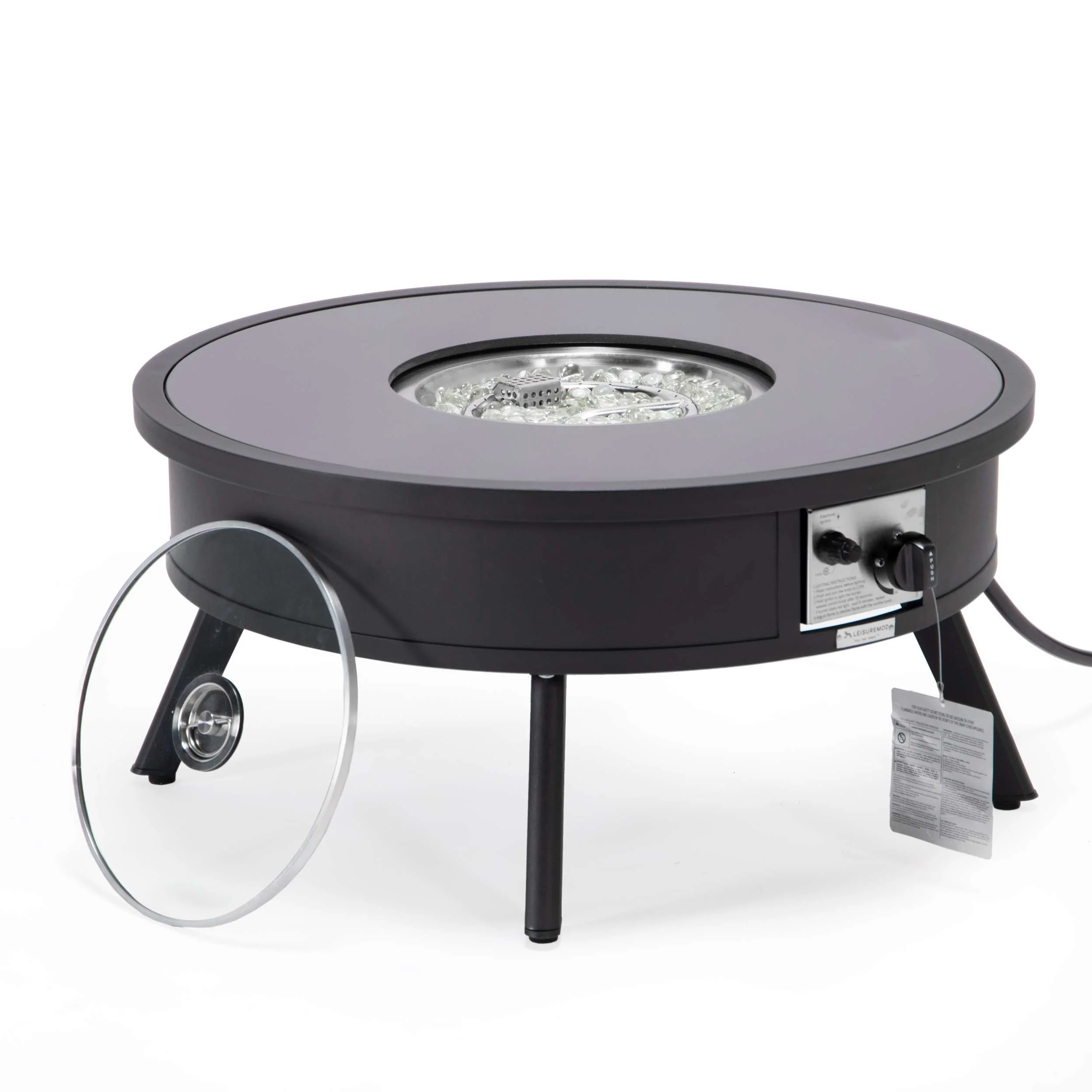 Leisuremod Walbrooke Outdoor Patio Aluminum Round Fire Pit Side Table - Image 2
