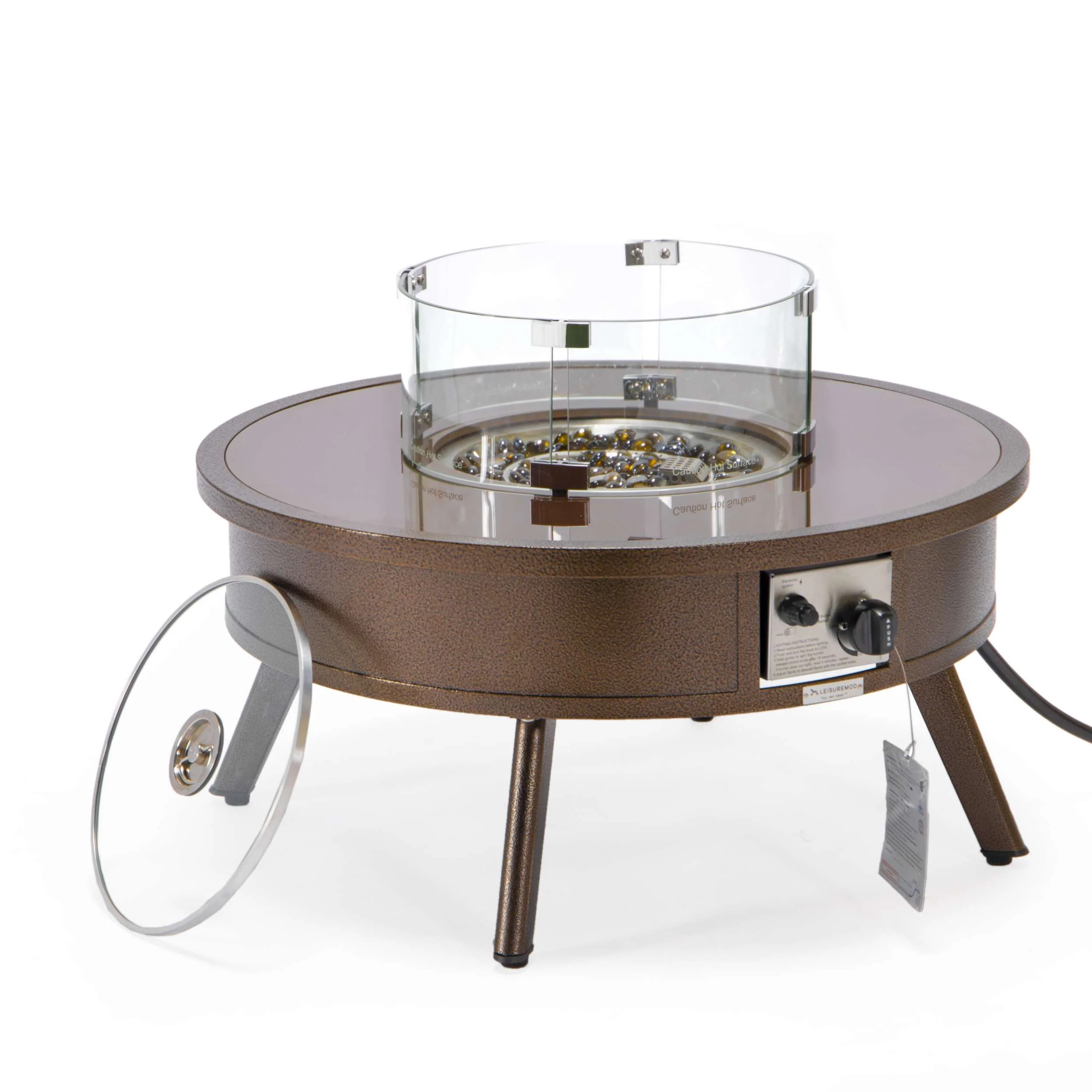 Leisuremod Walbrooke Outdoor Patio Aluminum Round Fire Pit Side Table - Image 20