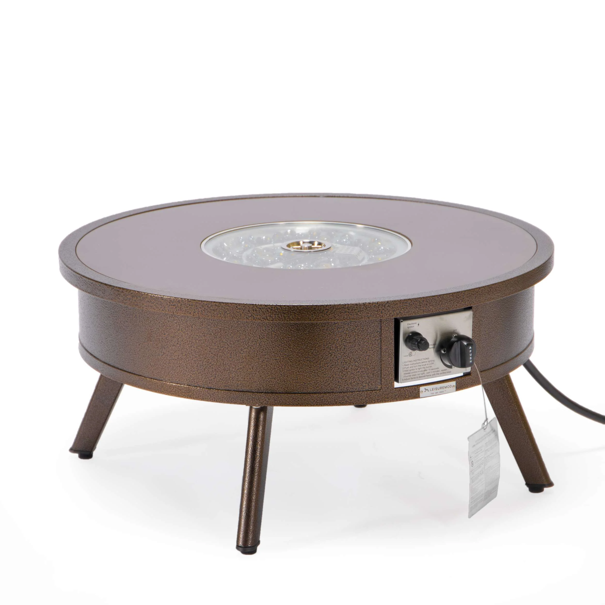 Leisuremod Walbrooke Outdoor Patio Aluminum Round Fire Pit Side Table - Image 21