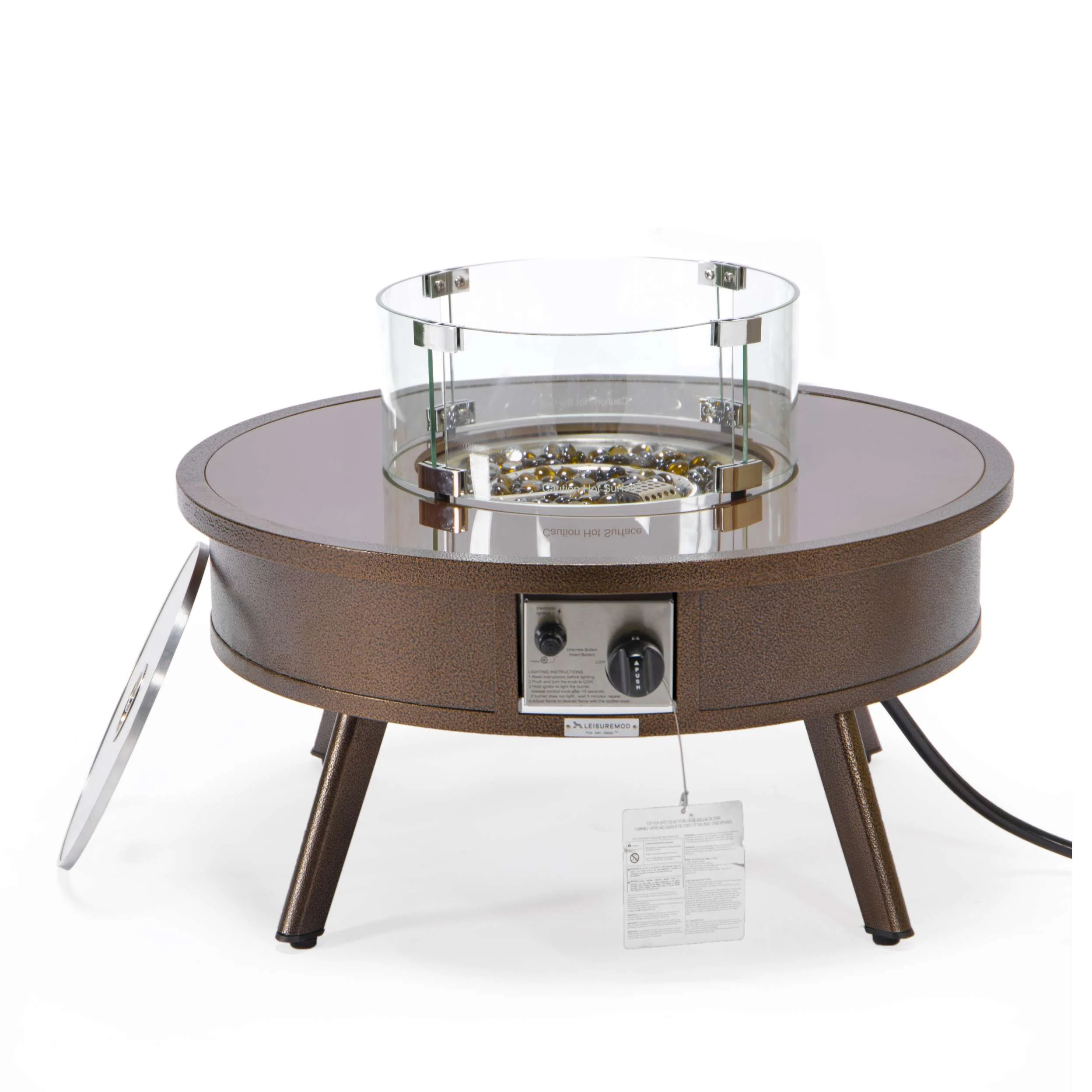 Leisuremod Walbrooke Outdoor Patio Aluminum Round Fire Pit Side Table - Image 28