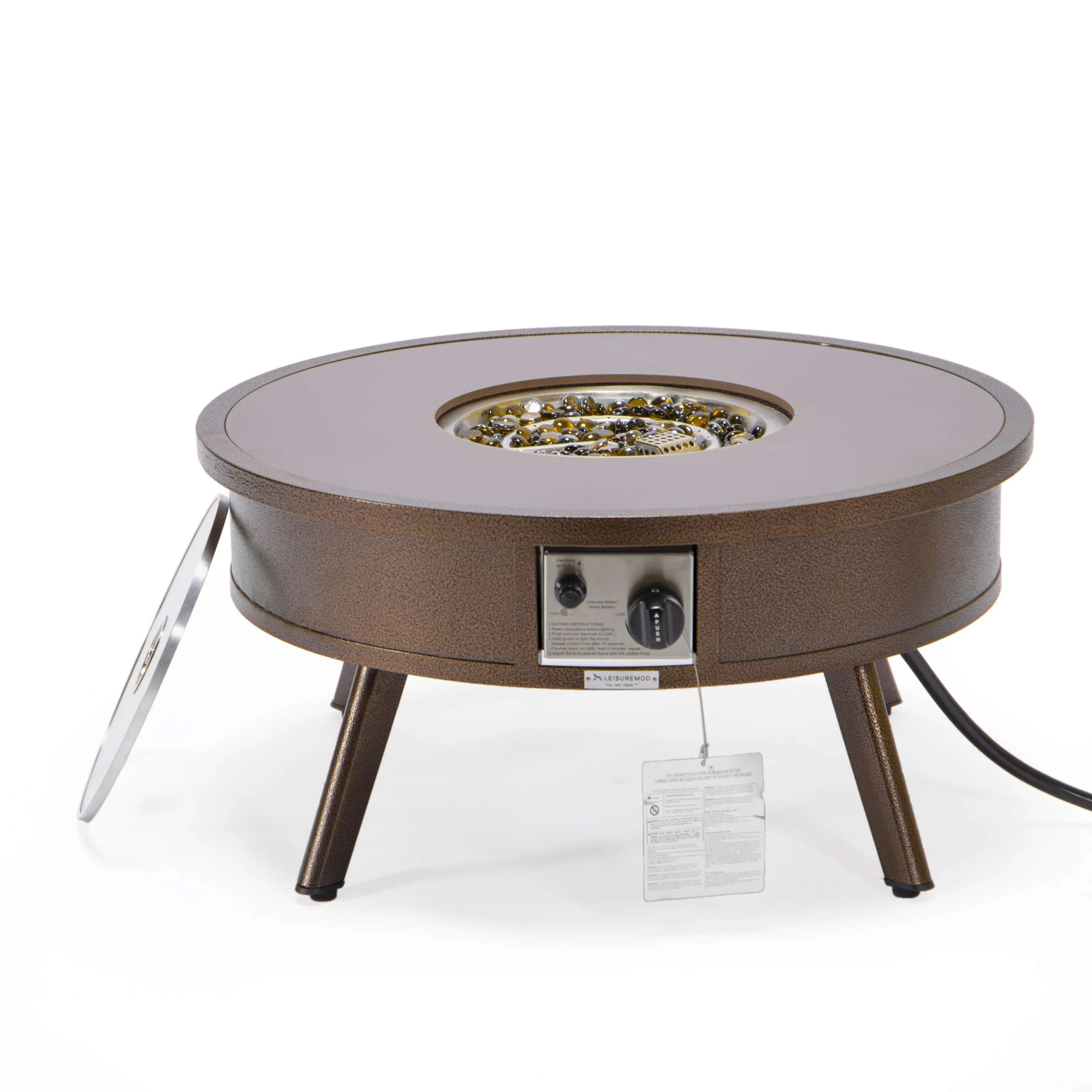 Leisuremod Walbrooke Outdoor Patio Aluminum Round Fire Pit Side Table - Image 29