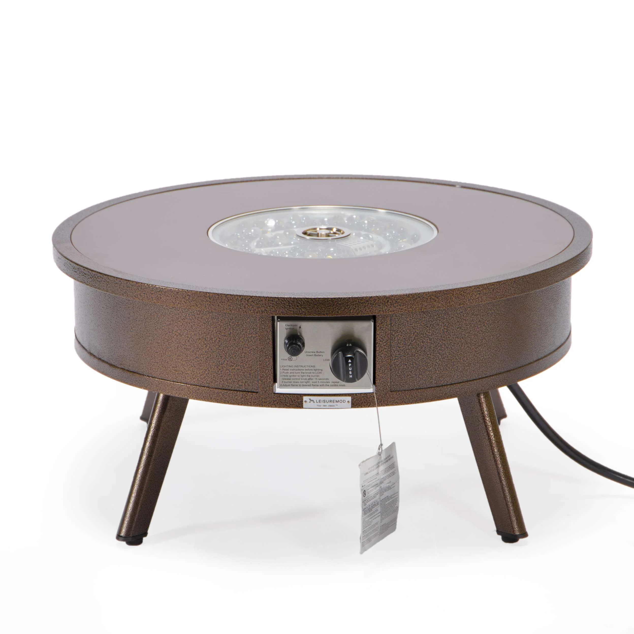 Leisuremod Walbrooke Outdoor Patio Aluminum Round Fire Pit Side Table - Image 30