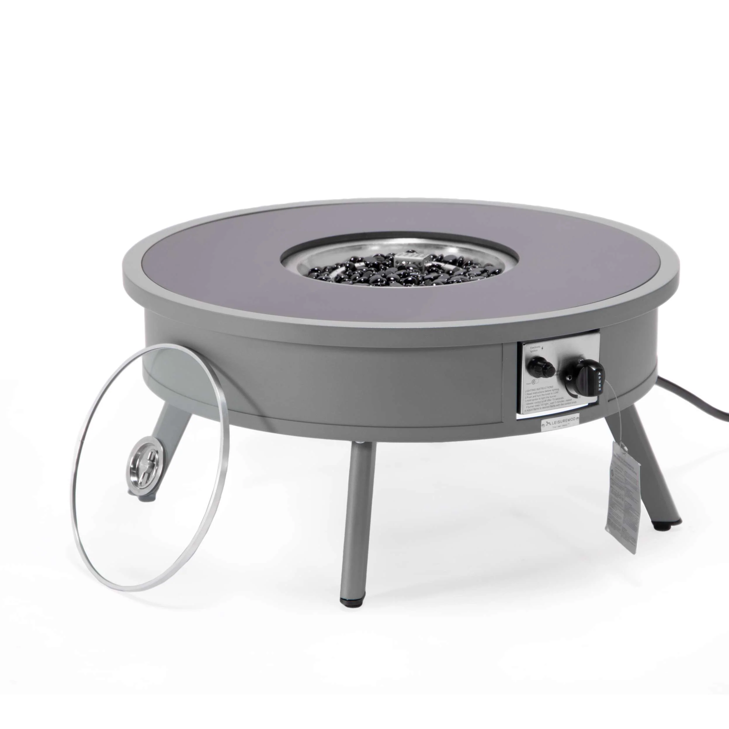 Leisuremod Walbrooke Outdoor Patio Aluminum Round Fire Pit Side Table - Image 33