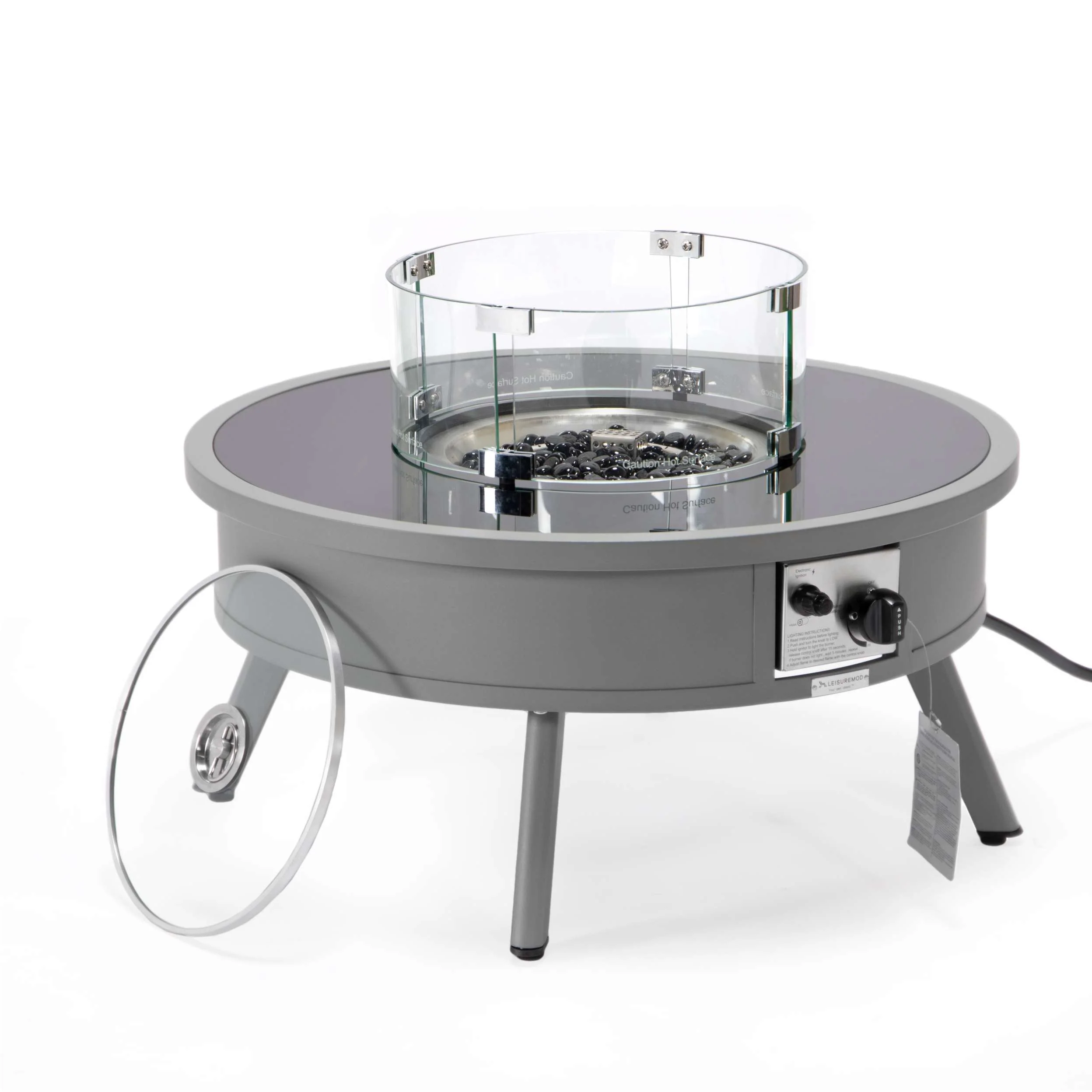 Leisuremod Walbrooke Outdoor Patio Aluminum Round Fire Pit Side Table - Image 34