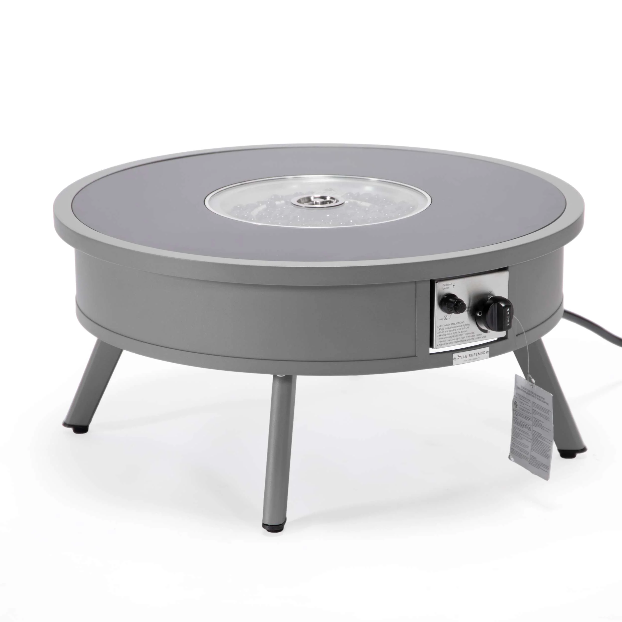 Leisuremod Walbrooke Outdoor Patio Aluminum Round Fire Pit Side Table - Image 35